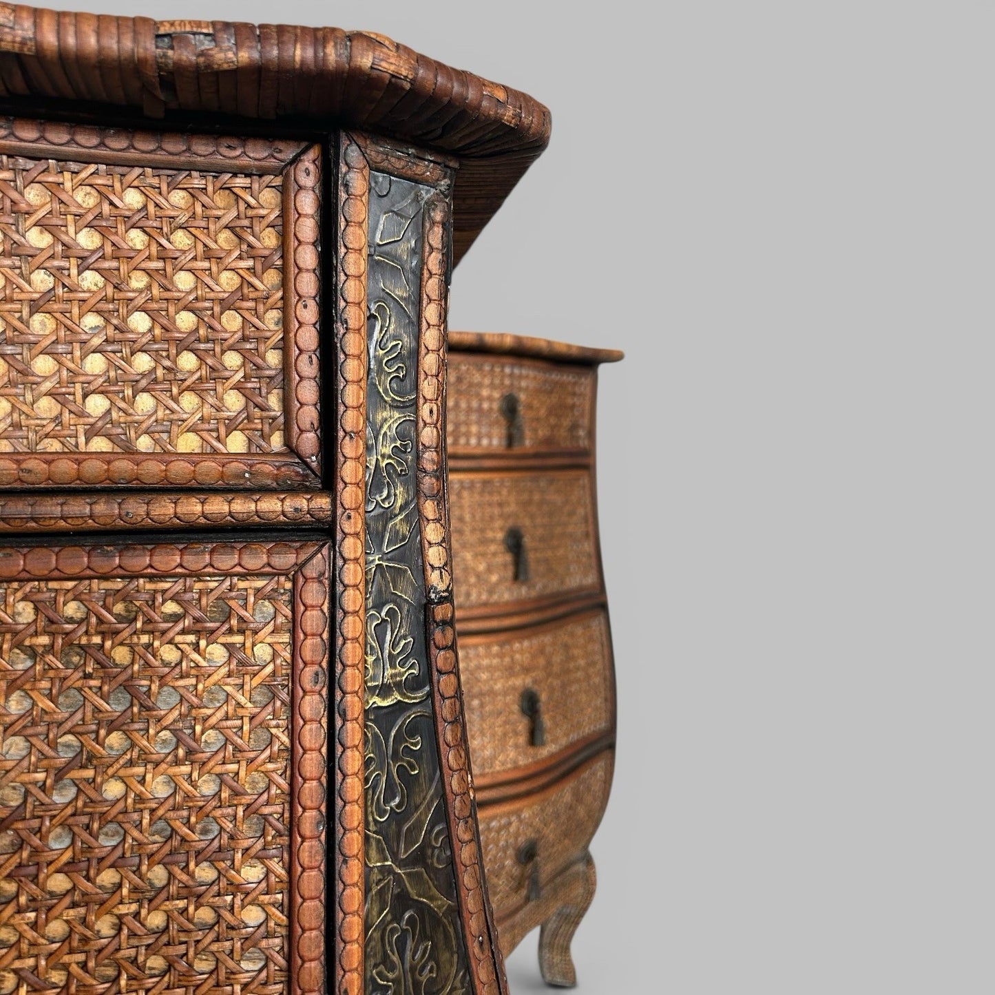 Pair of Boho Rattan Bedside Cabinets – Anglo Indian Style