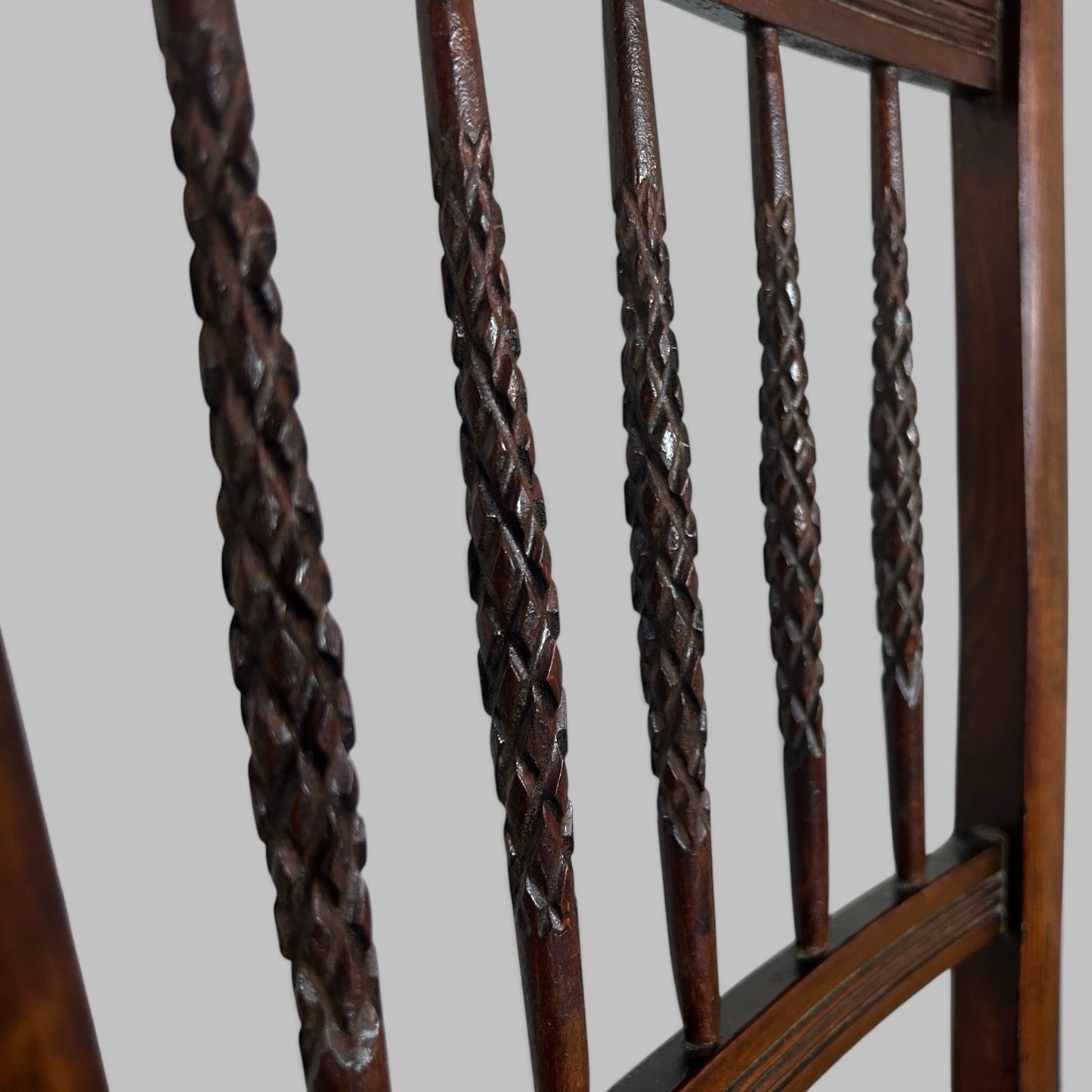 Edwardian Oak Side Chair with Barley Twist Back