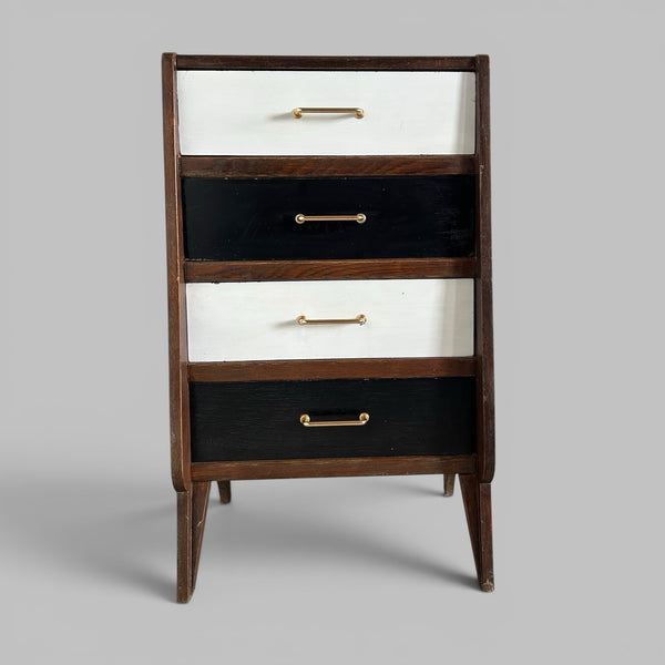1950s Black and White Chest of Drawers Mid Century Tallboy