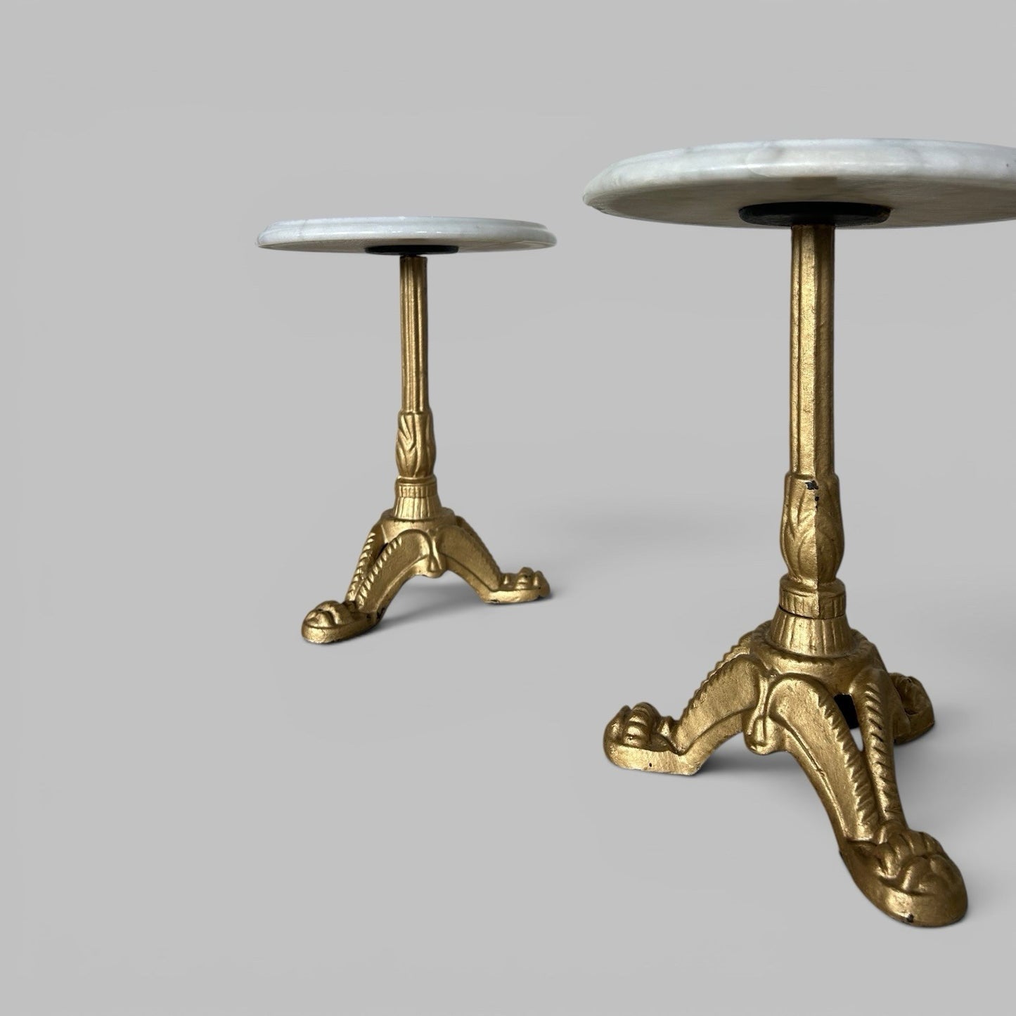 Pair of Vintage Side Tables – Marble Tops and Gilt Metal Bases