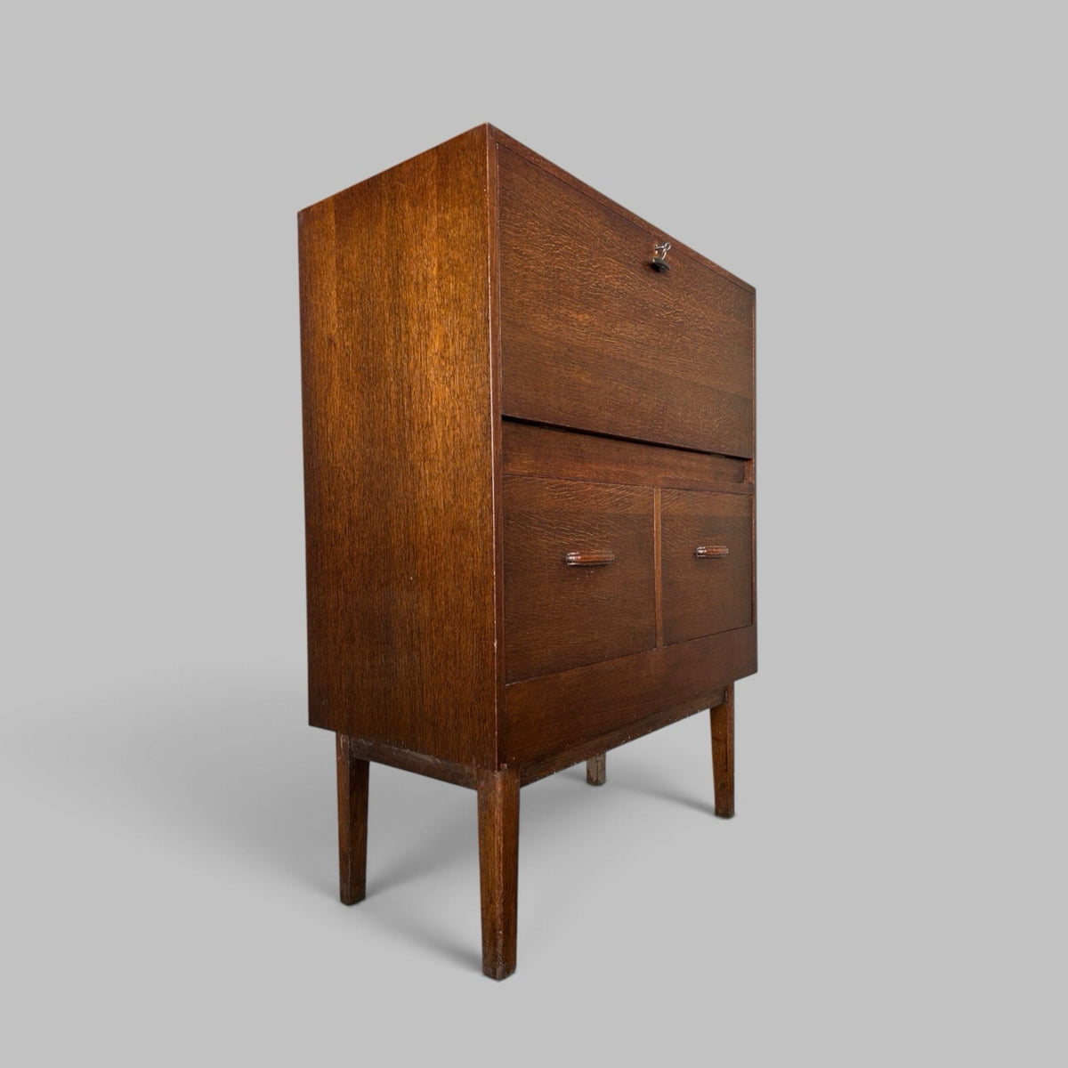 Mid Century Style Oak Bureau / Drinks Cabinet