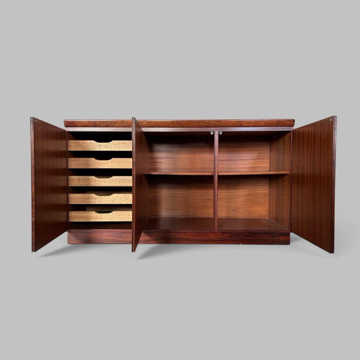 Mid Century Danish Rosewood Three Door Sideboard by Skovby