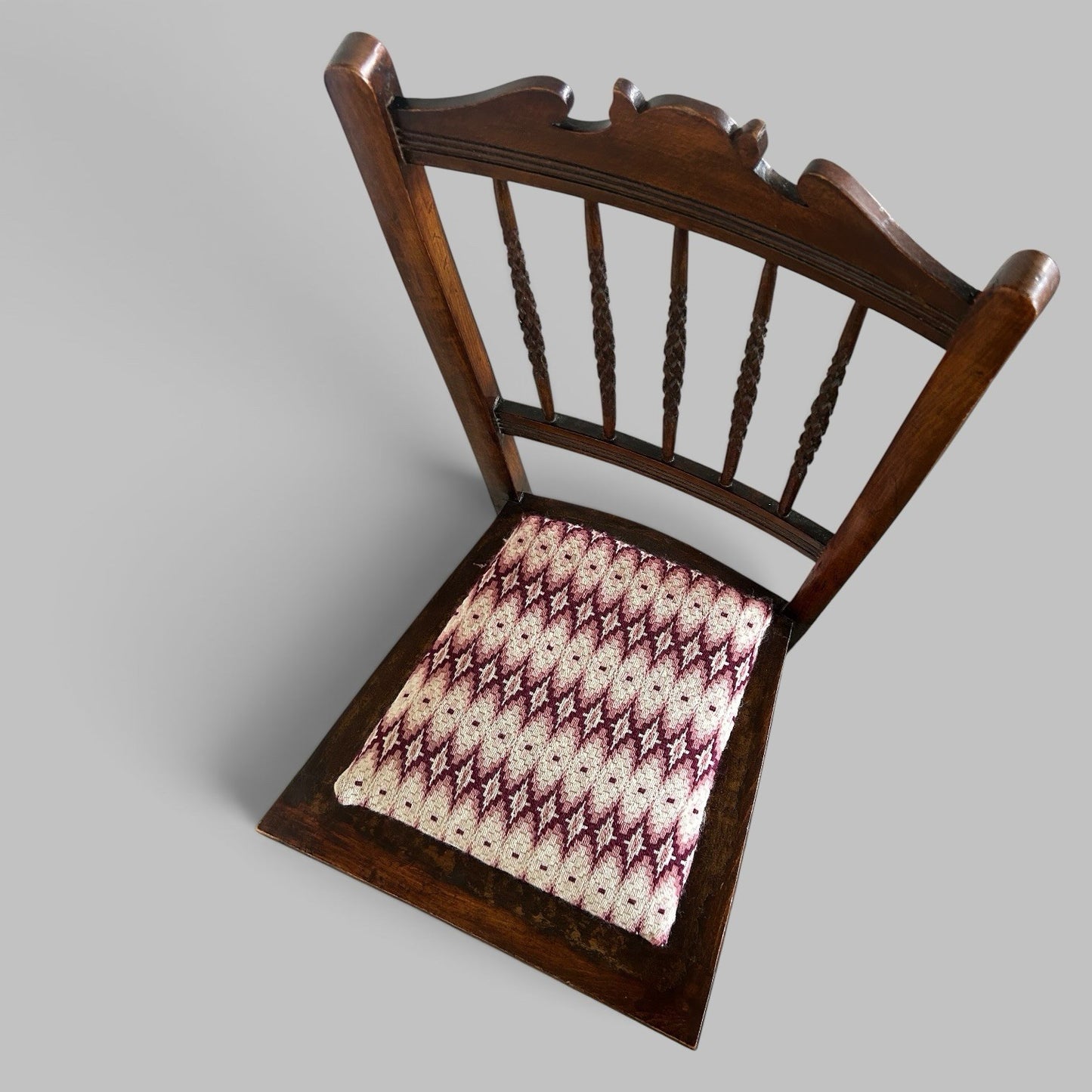 Edwardian Oak Side Chair with Barley Twist Back