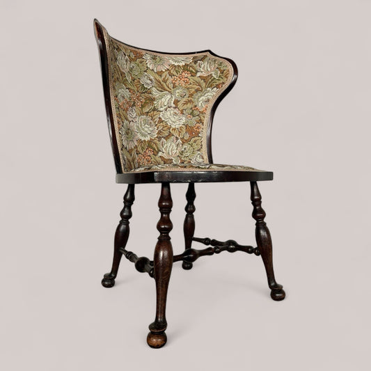 Antique Bobbin Leg Chair with Tapestry Upholstery