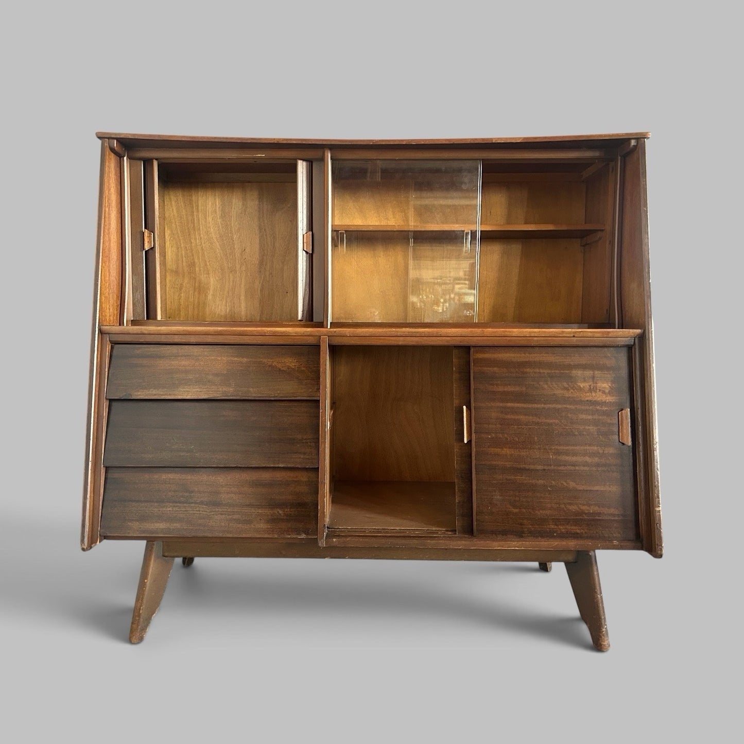 Mid Century Walnut Highboard Drinks Cabinet by F.D. Welters