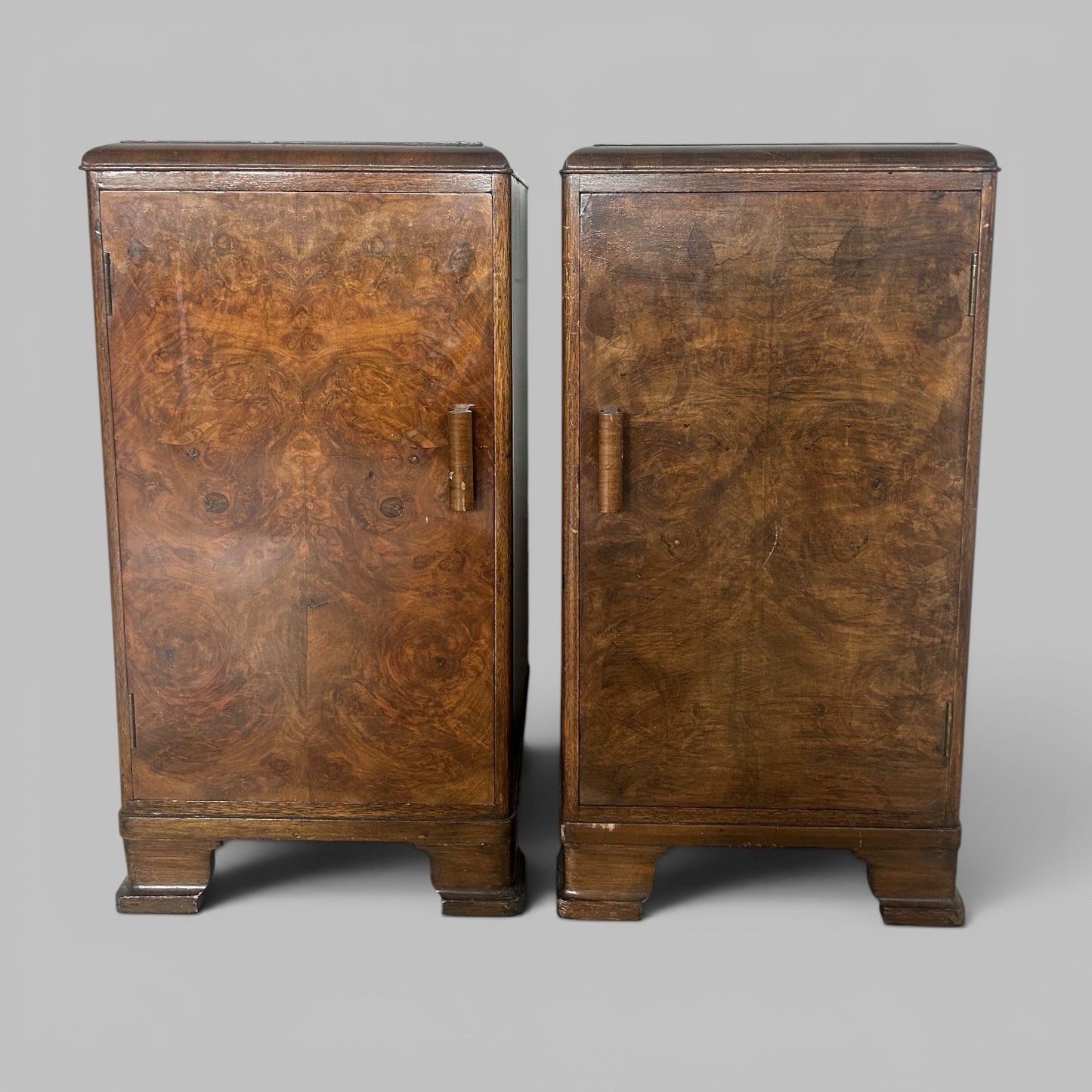 Pair of 1930s Burr Walnut Bedside Cabinets