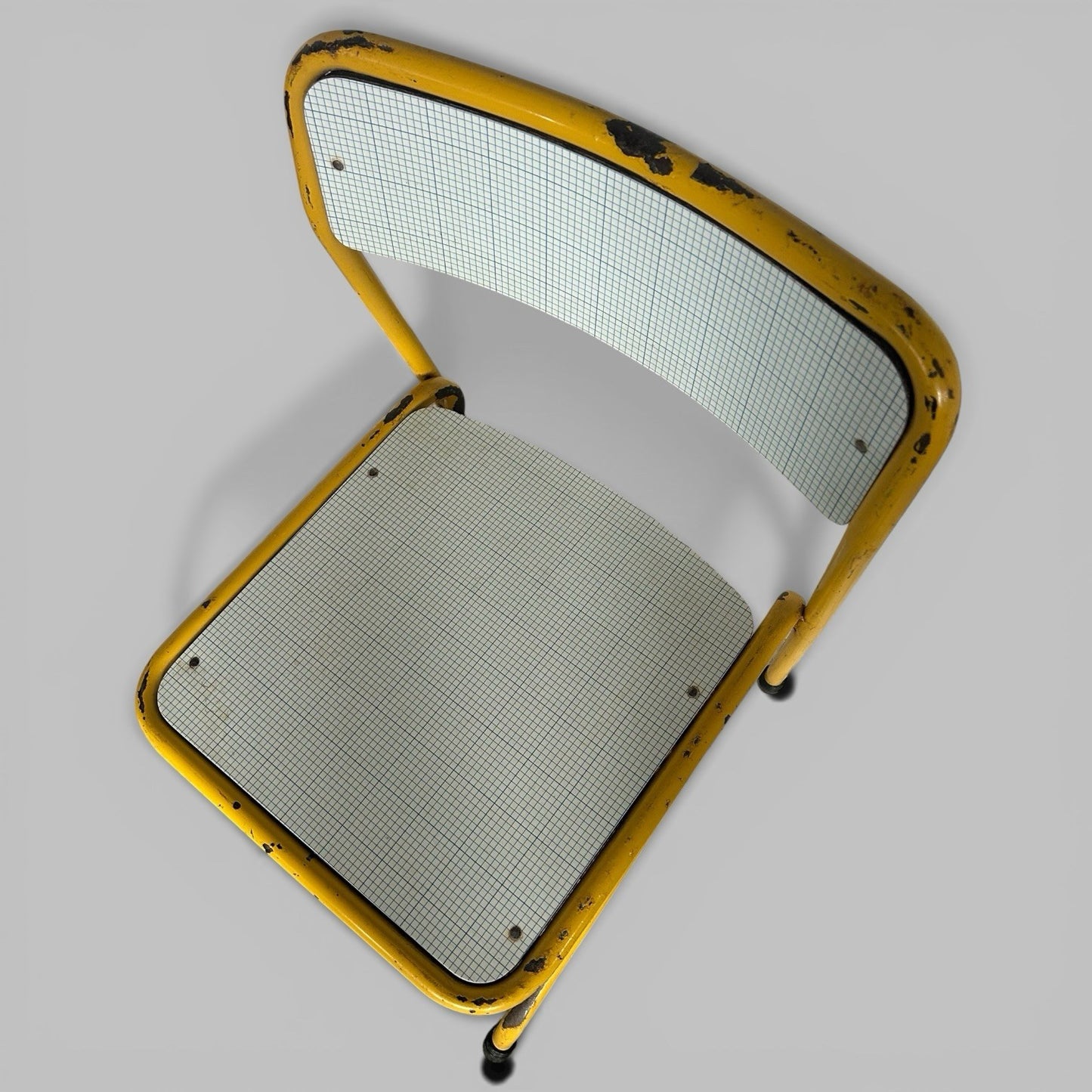 Yellow Tubular Steel Chair – Industrial School Chair with Formica Seat