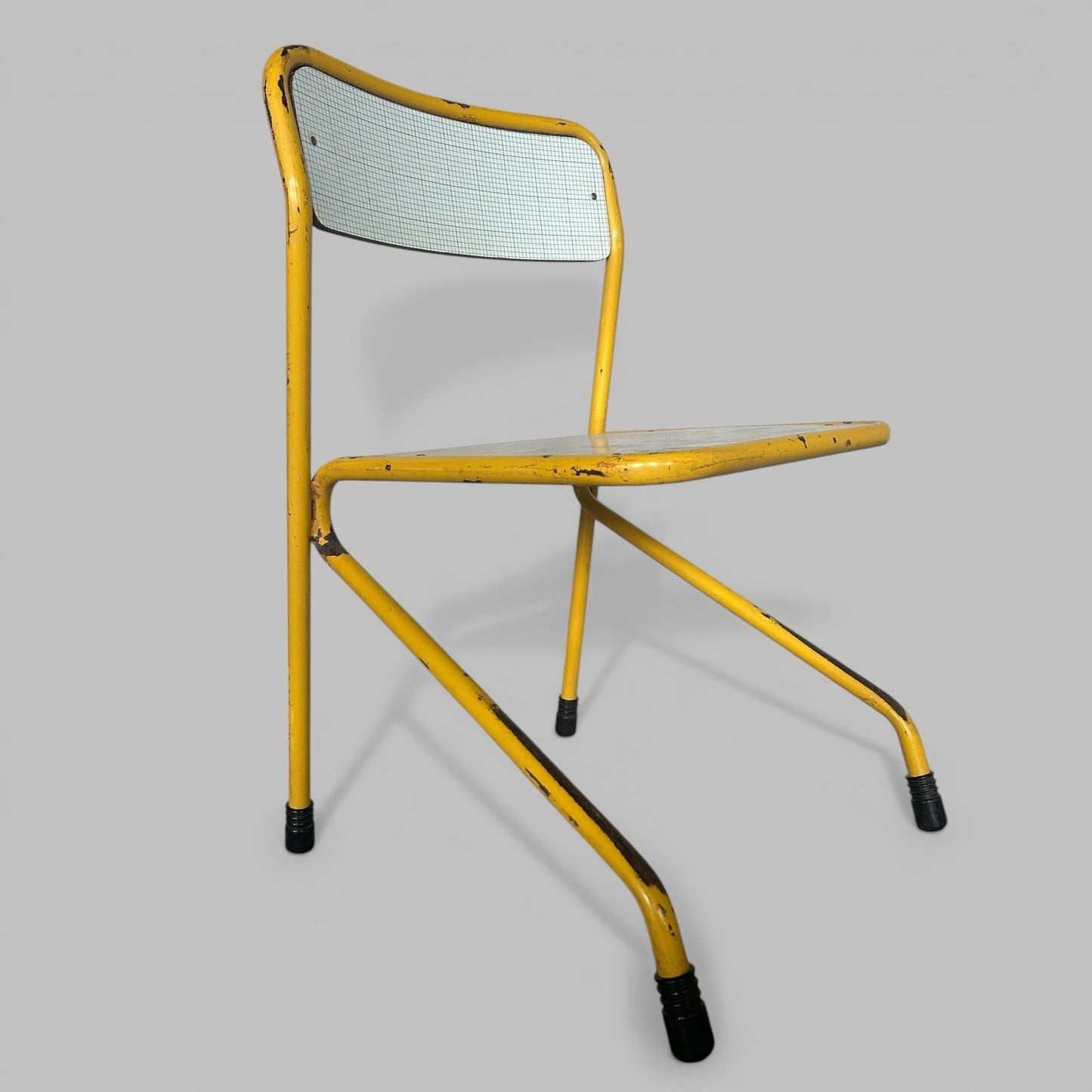 Yellow Tubular Steel Chair – Industrial School Chair with Formica Seat