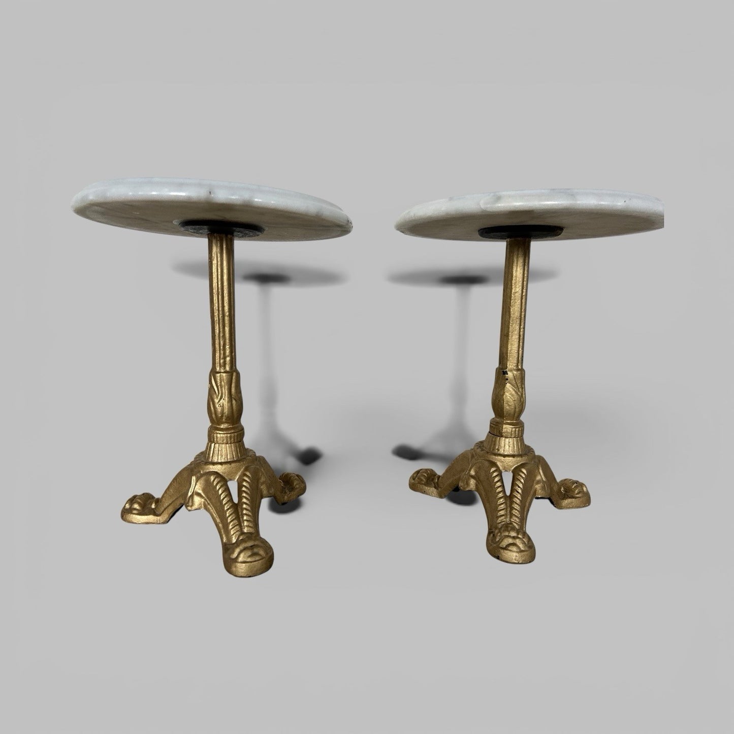 Pair of Vintage Side Tables – Marble Tops and Gilt Metal Bases