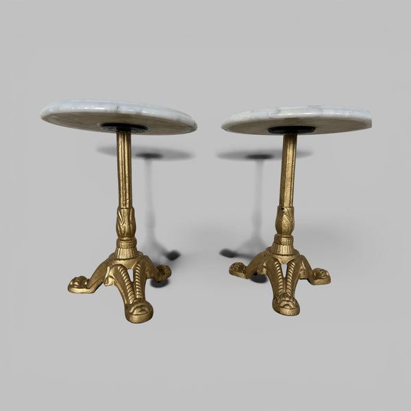 Pair of Vintage Side Tables – Marble Tops and Gilt Metal Bases