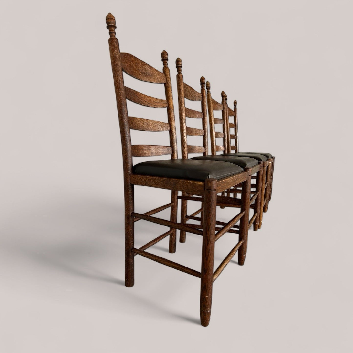 4 SOLID OAK FARMHOUSE DINING CHAIRS