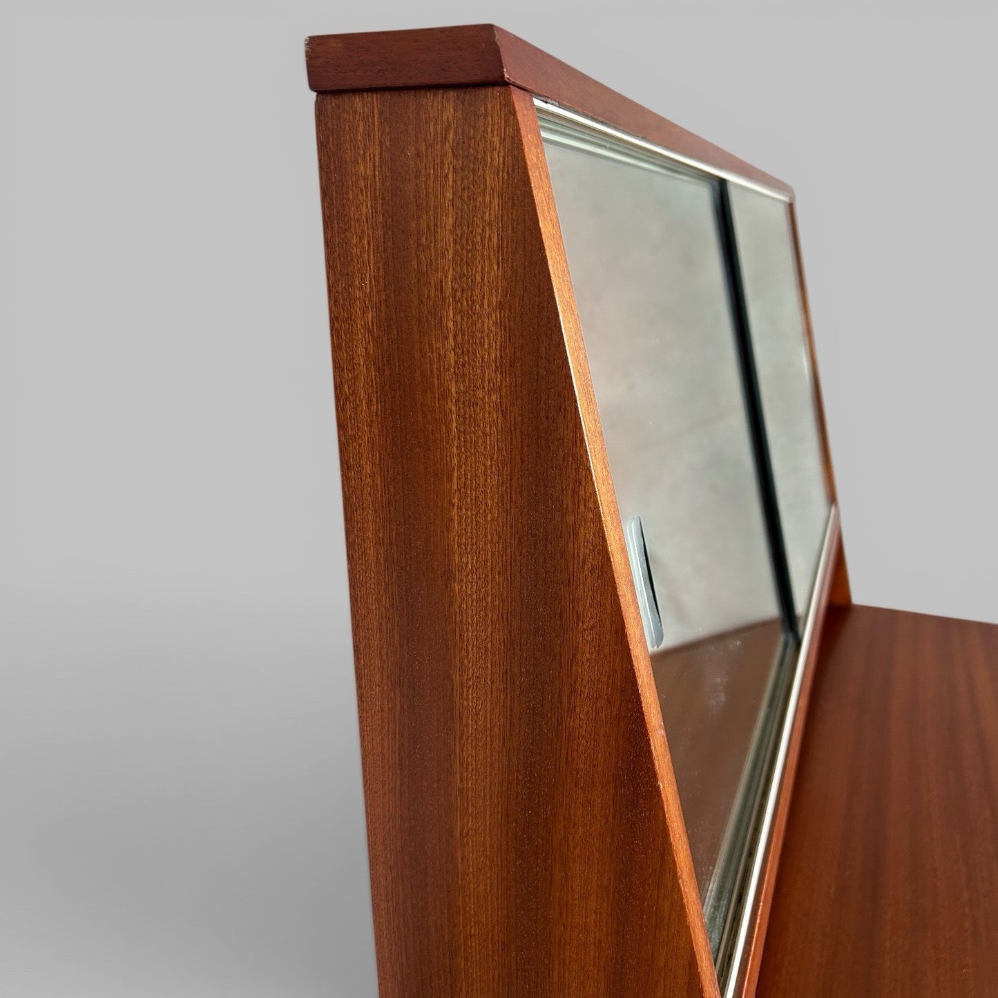 1960s Teak Dressing Table With Mirrored Sliding Doors