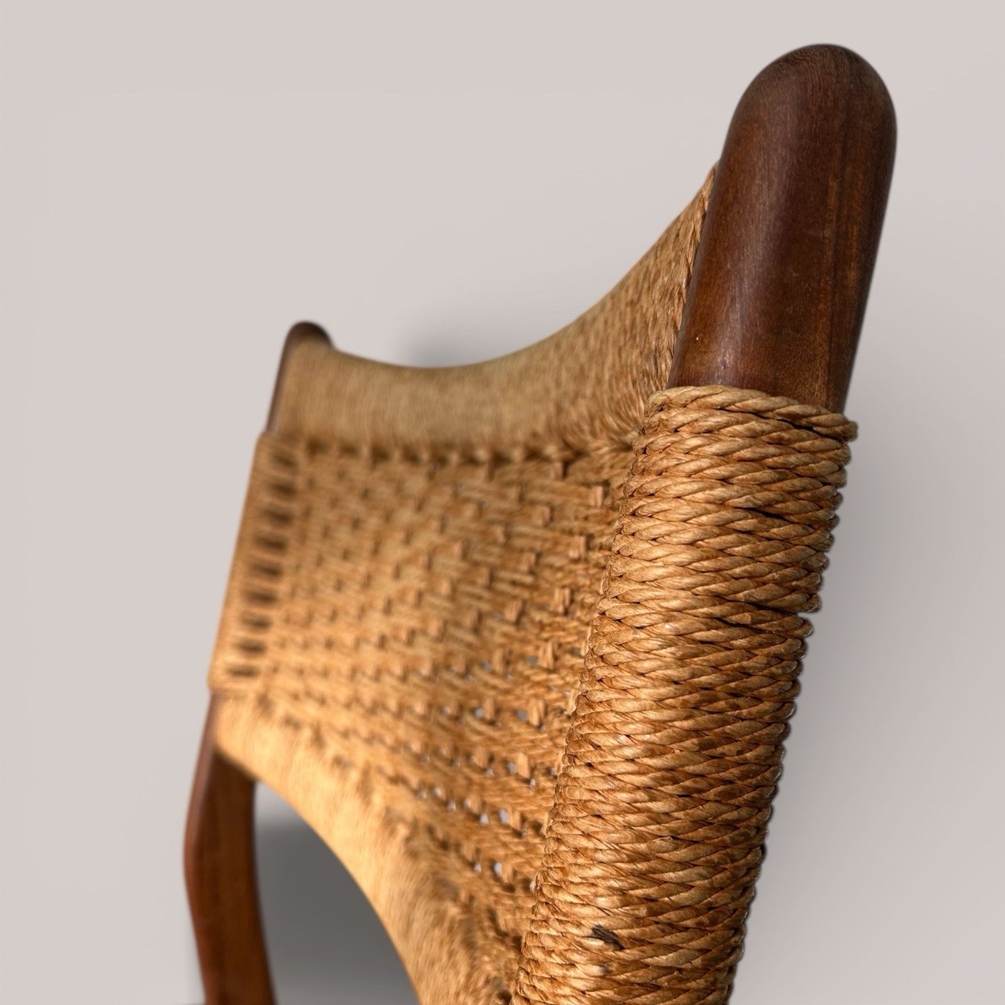 Set of 4 Danish Teak & Cord Dining Chairs