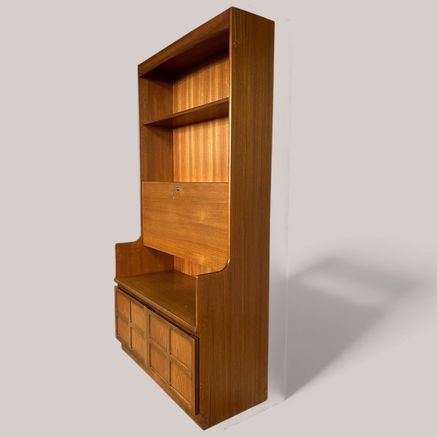 Nathan Teak Wall Unit with Bureau & Cupboards
