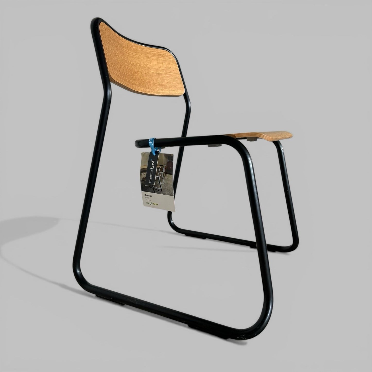 NaughtOne Bounce cantilever chair, oak and black steel dining chair