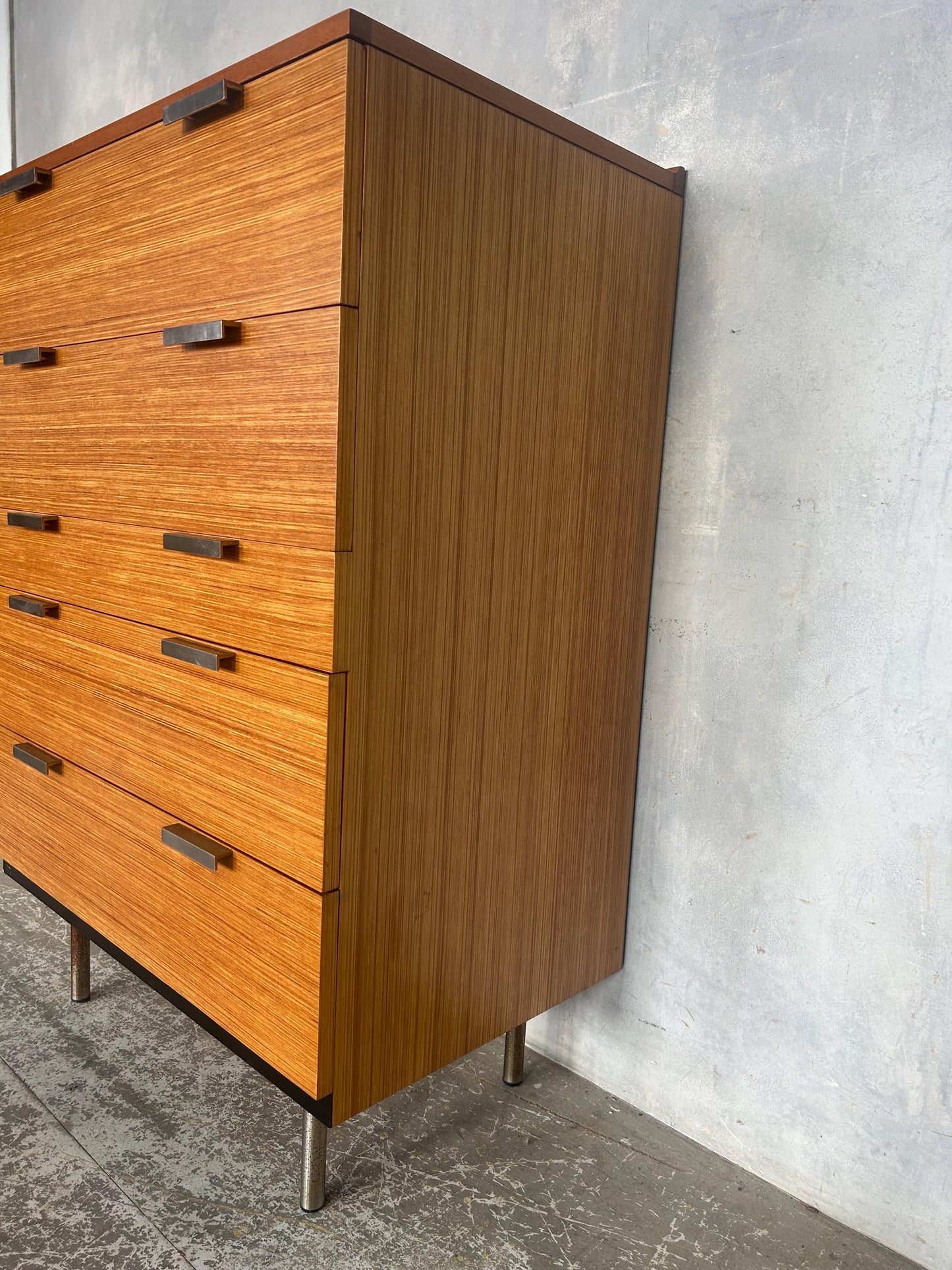 Vintage Stag Fineline 1960s Tallboy Chest of Drawers