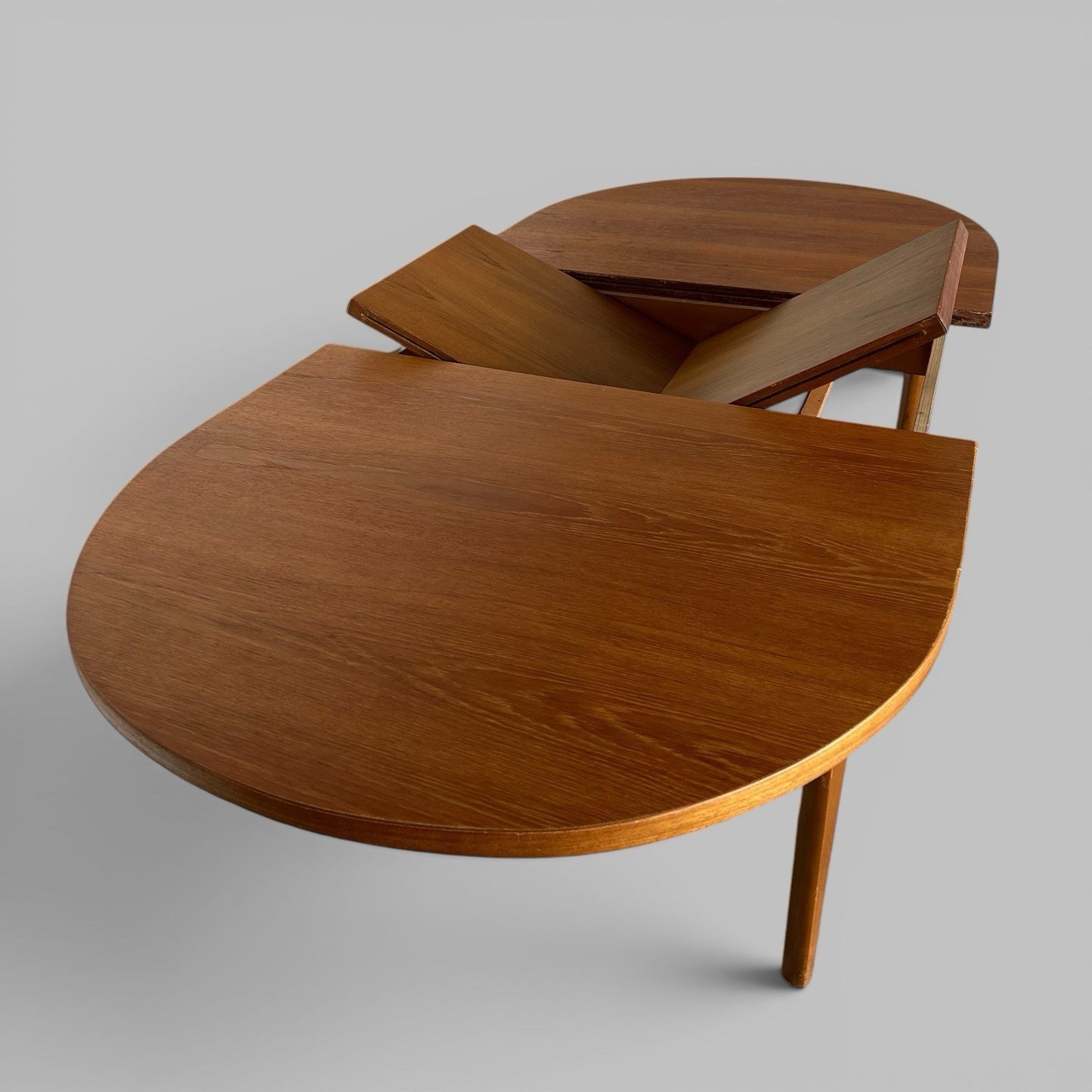 Mid Century Teak Extending Oval Dining Table