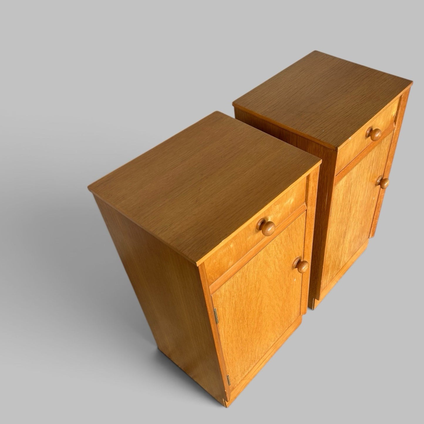 Pair of Light Teak Mid-Century Bedside Cabinets