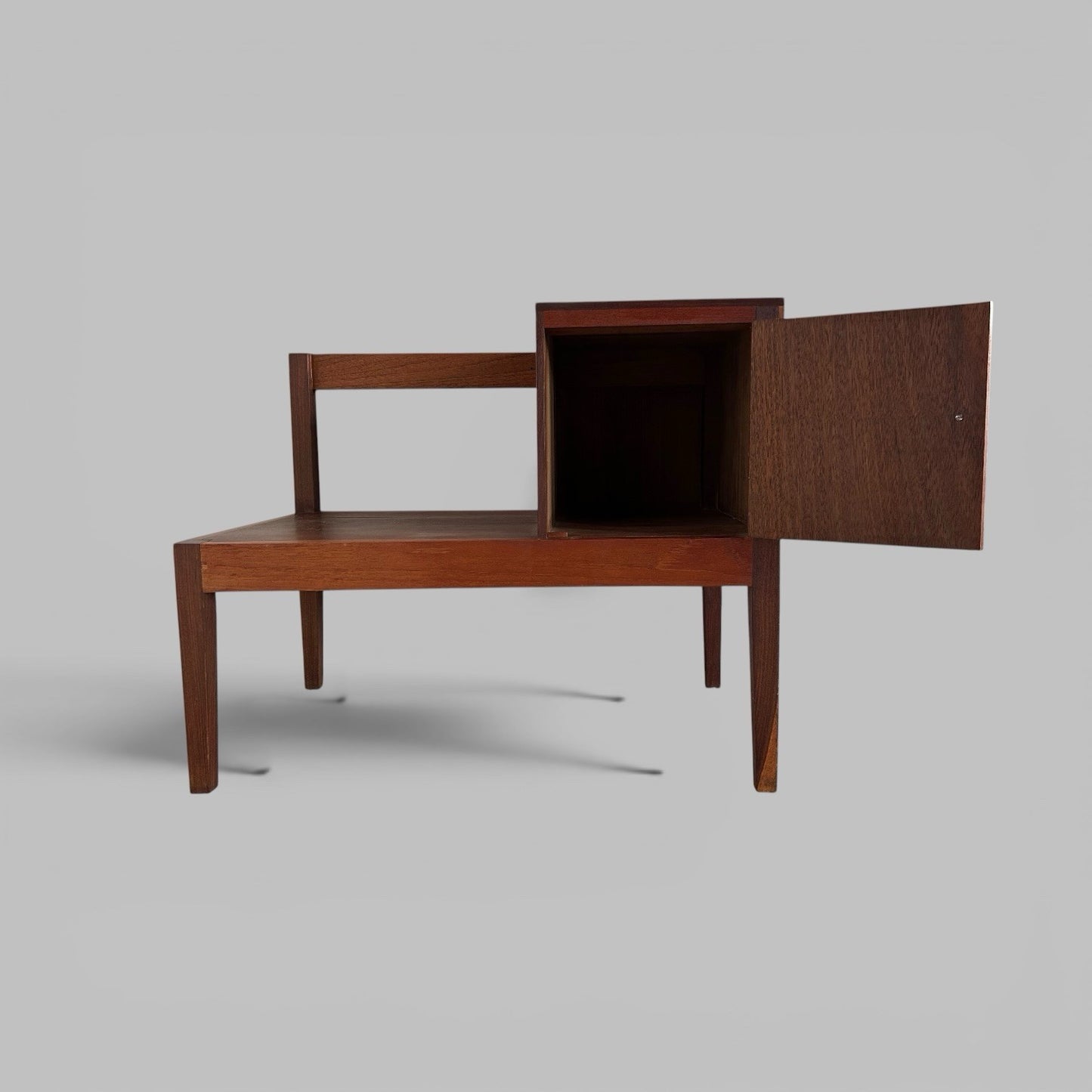 Mid Century Solid Teak Hall Bench / Telephone Seat