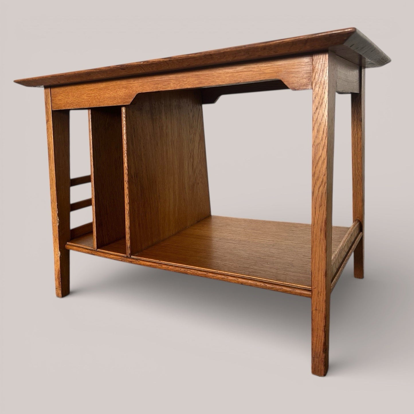 Oak side table / coffee table with magazine rack