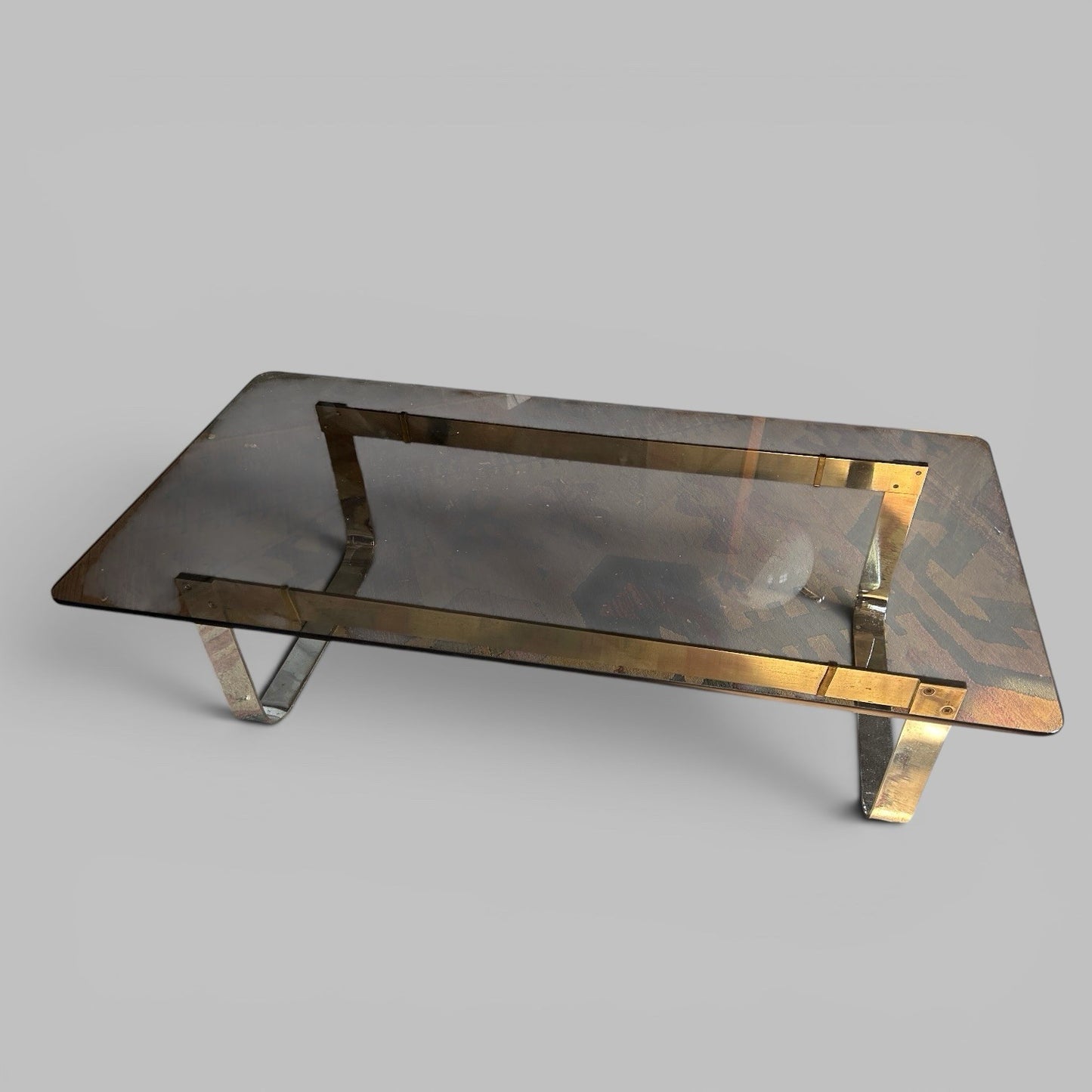 1970s Coffee Table – Smoked Glass and Chrome Frame