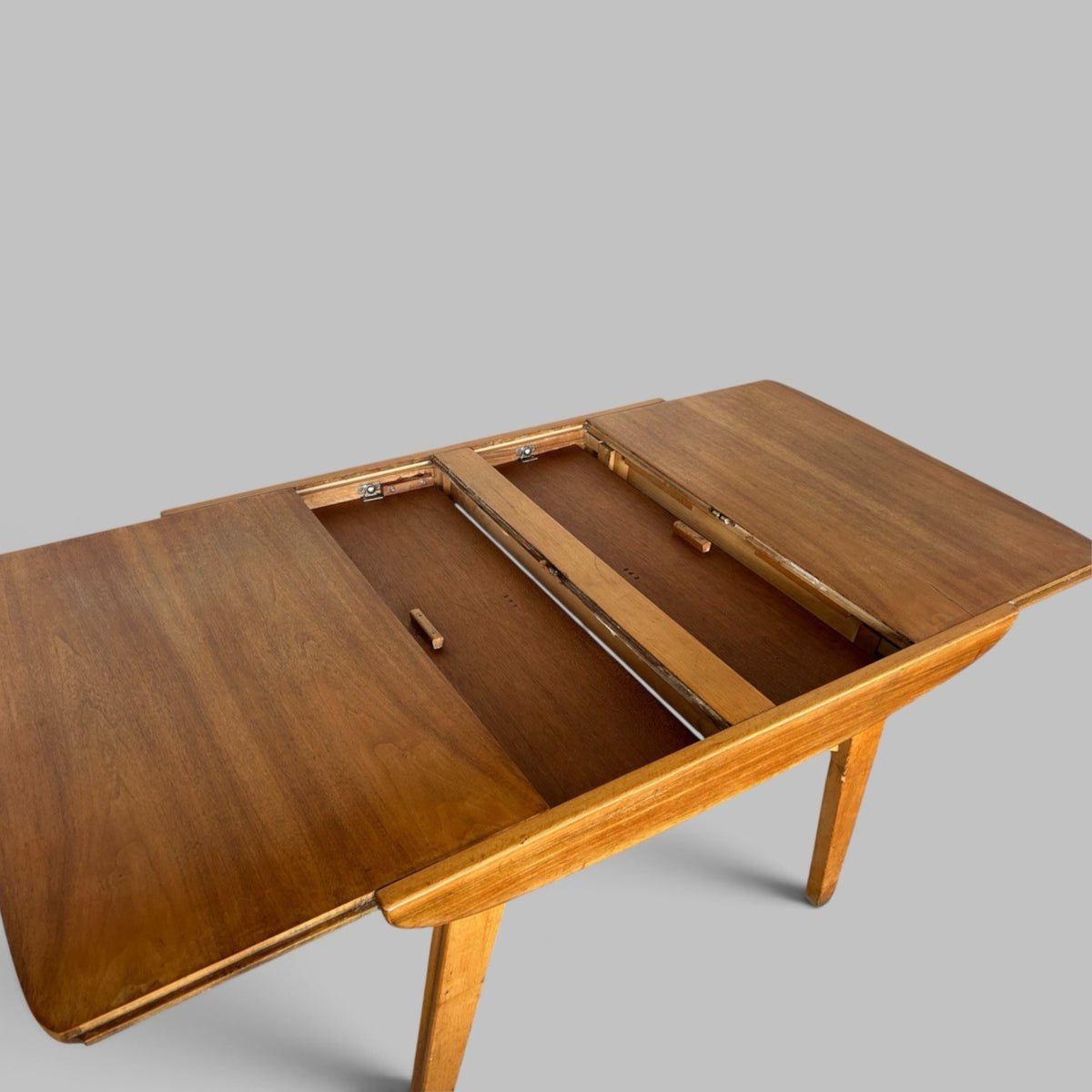 1950s Sputnik Style Compact Extending Dining Table with Butterfly Leaf