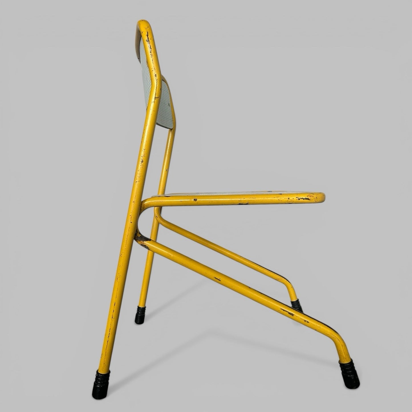 Yellow Tubular Steel Chair – Industrial School Chair with Formica Seat