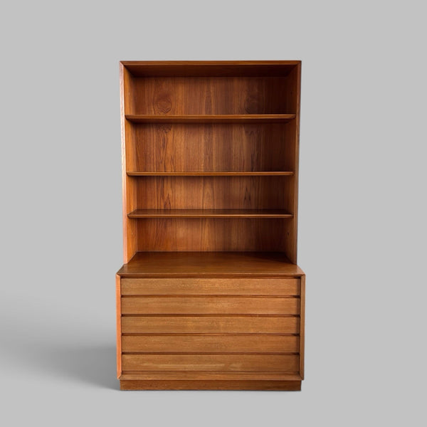 Poul Hundevad Danish 1960s Teak Five Drawer Bookcase Unit