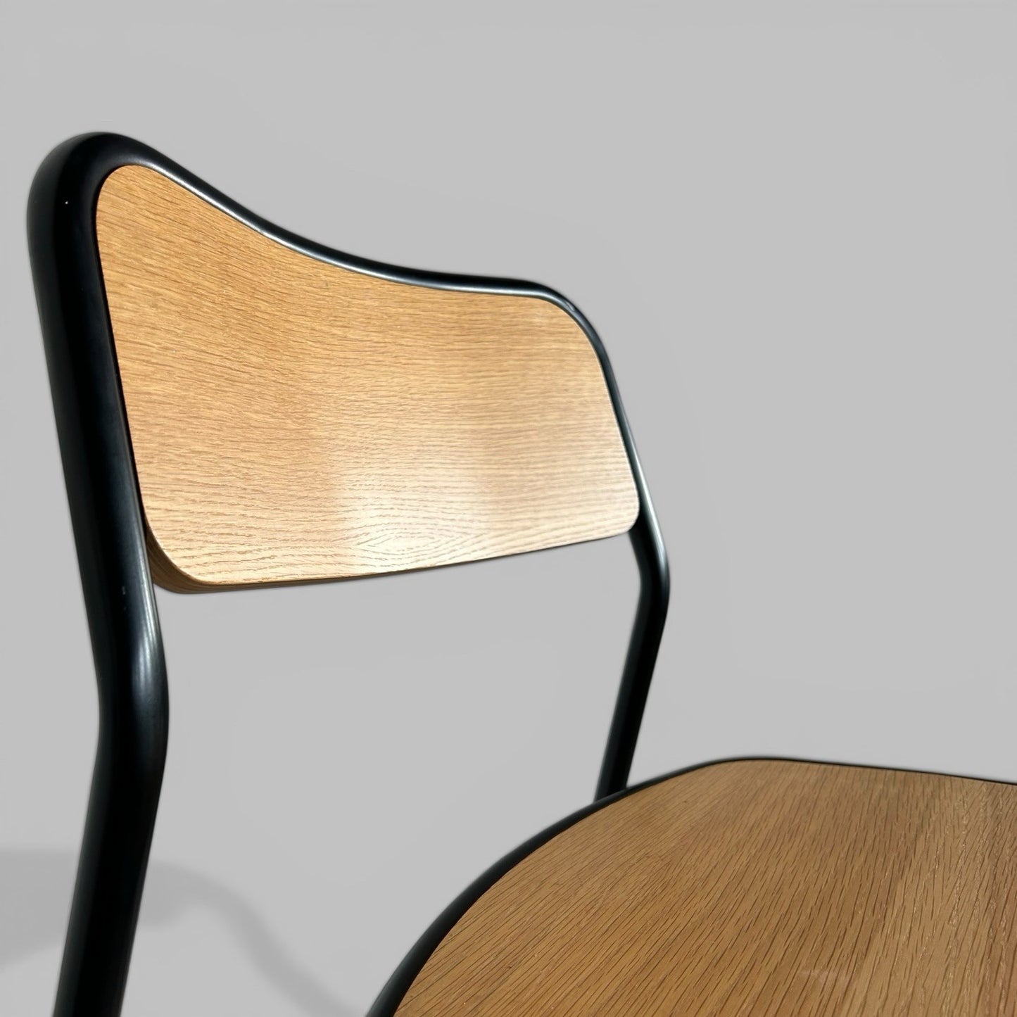 NaughtOne Bounce cantilever chair, oak and black steel dining chair