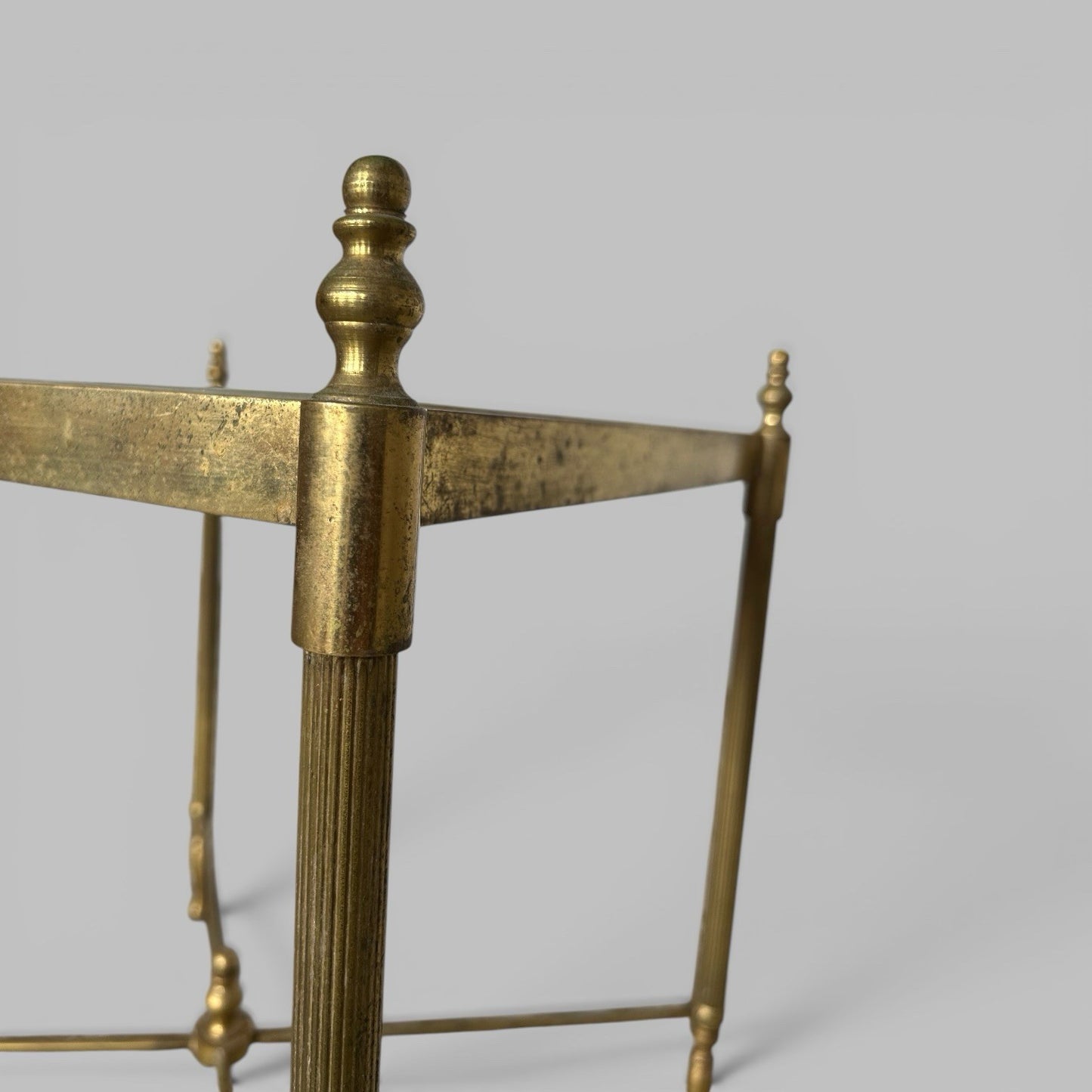 Vintage Solid Brass & Onyx Side Table - Hollywood Regency
