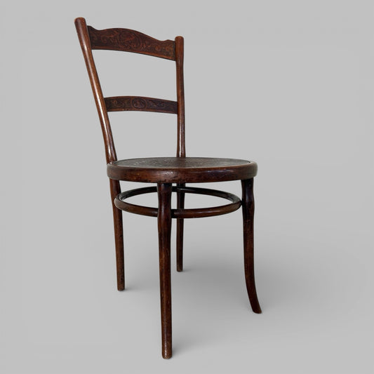 Antique Thonet Bentwood Dining Chair with Embossed Seat
