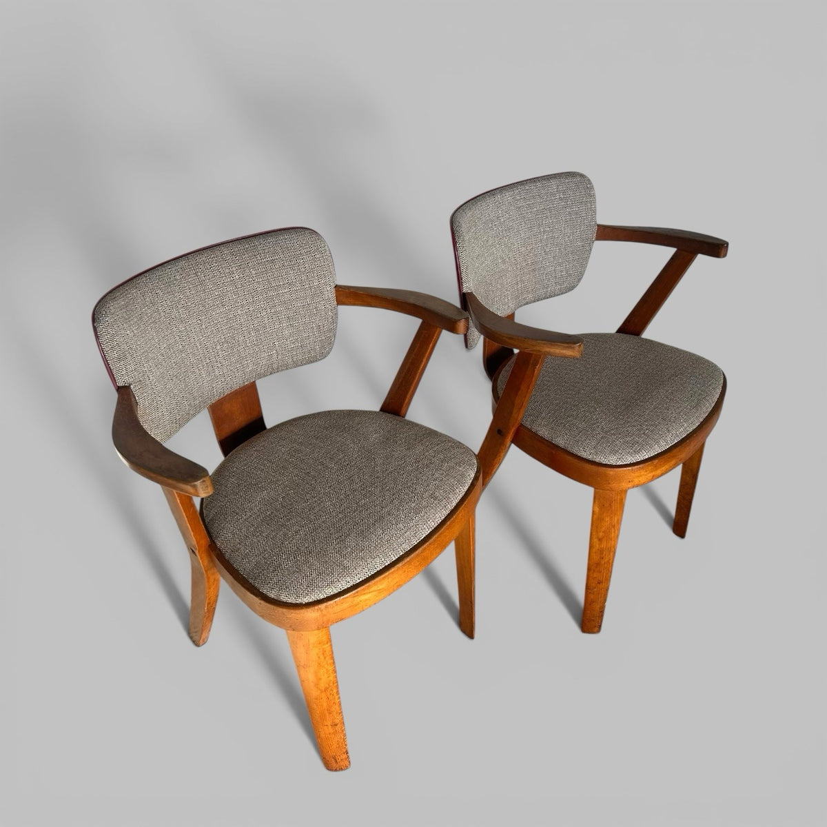 Pair of 1950s Mid Century Armchairs – Upholstered Lounge Dining Chairs