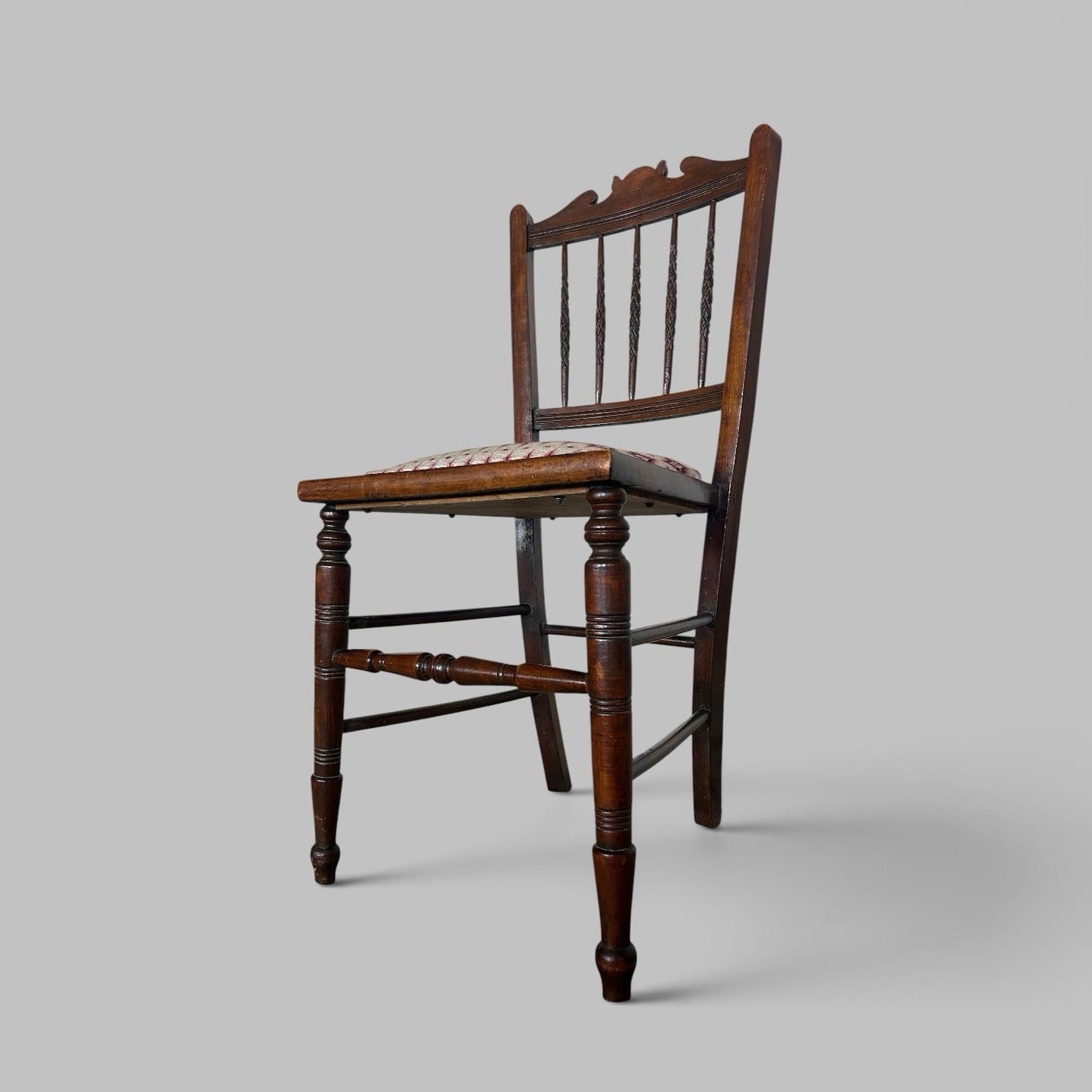 Edwardian Oak Side Chair with Barley Twist Back