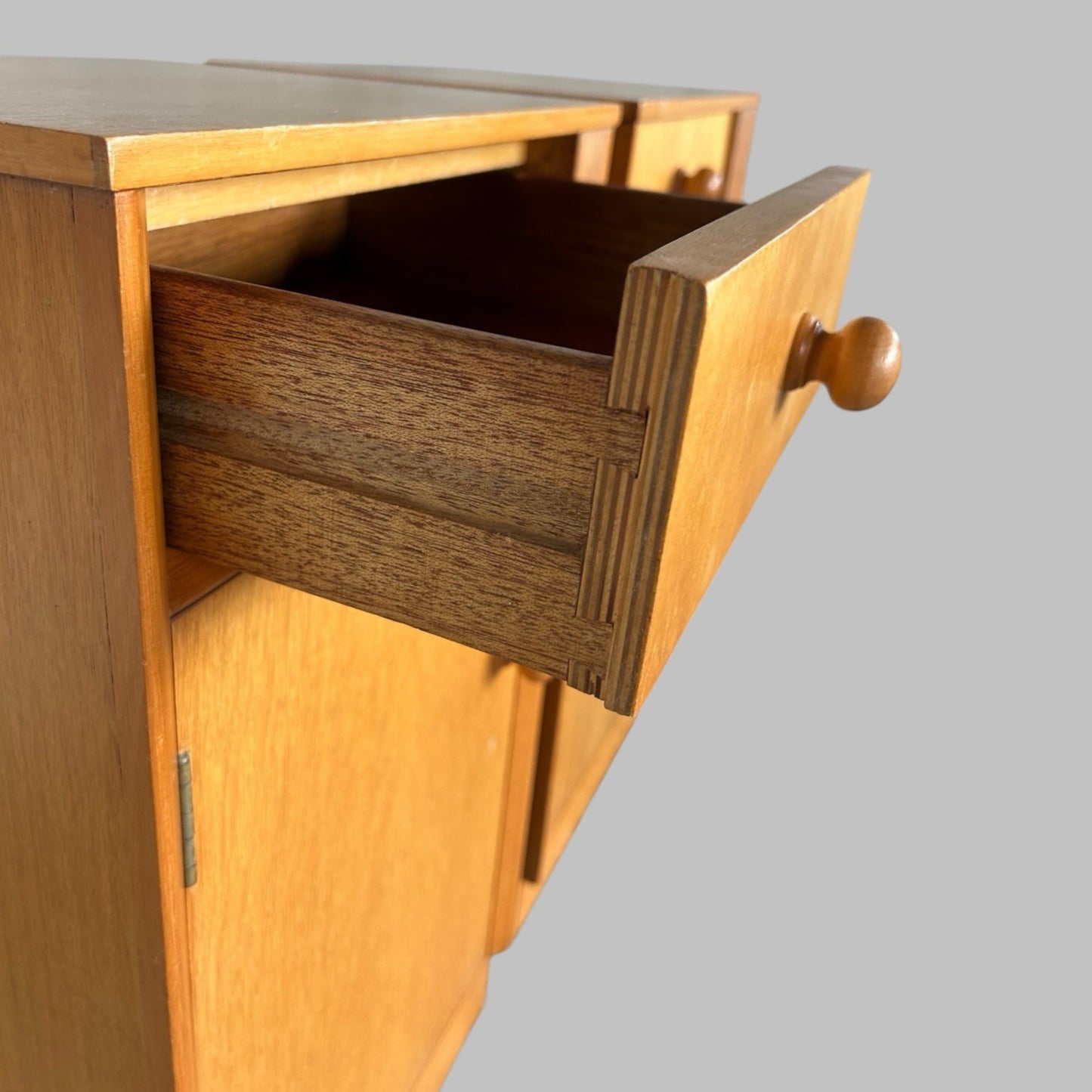Pair of Light Teak Mid-Century Bedside Cabinets