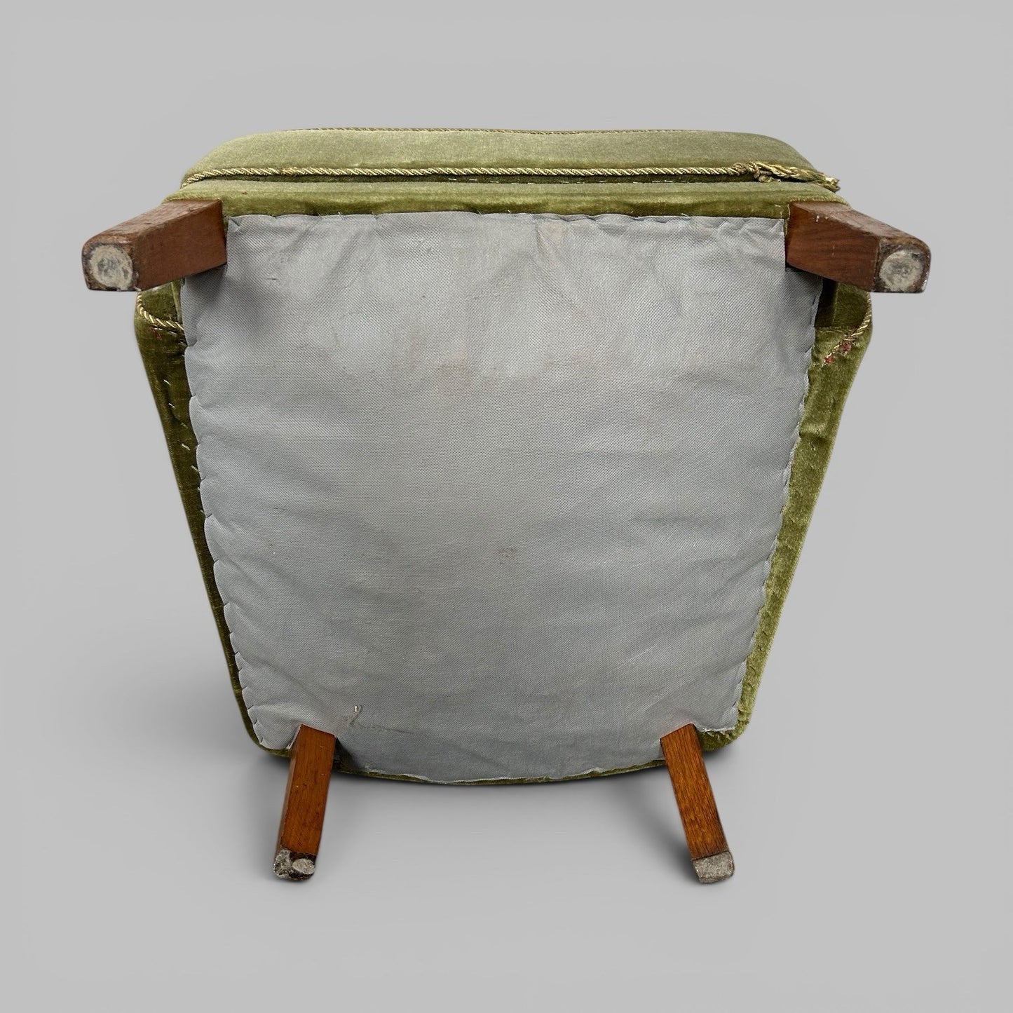 1930s Scallop Back Armchair in Green Velvet