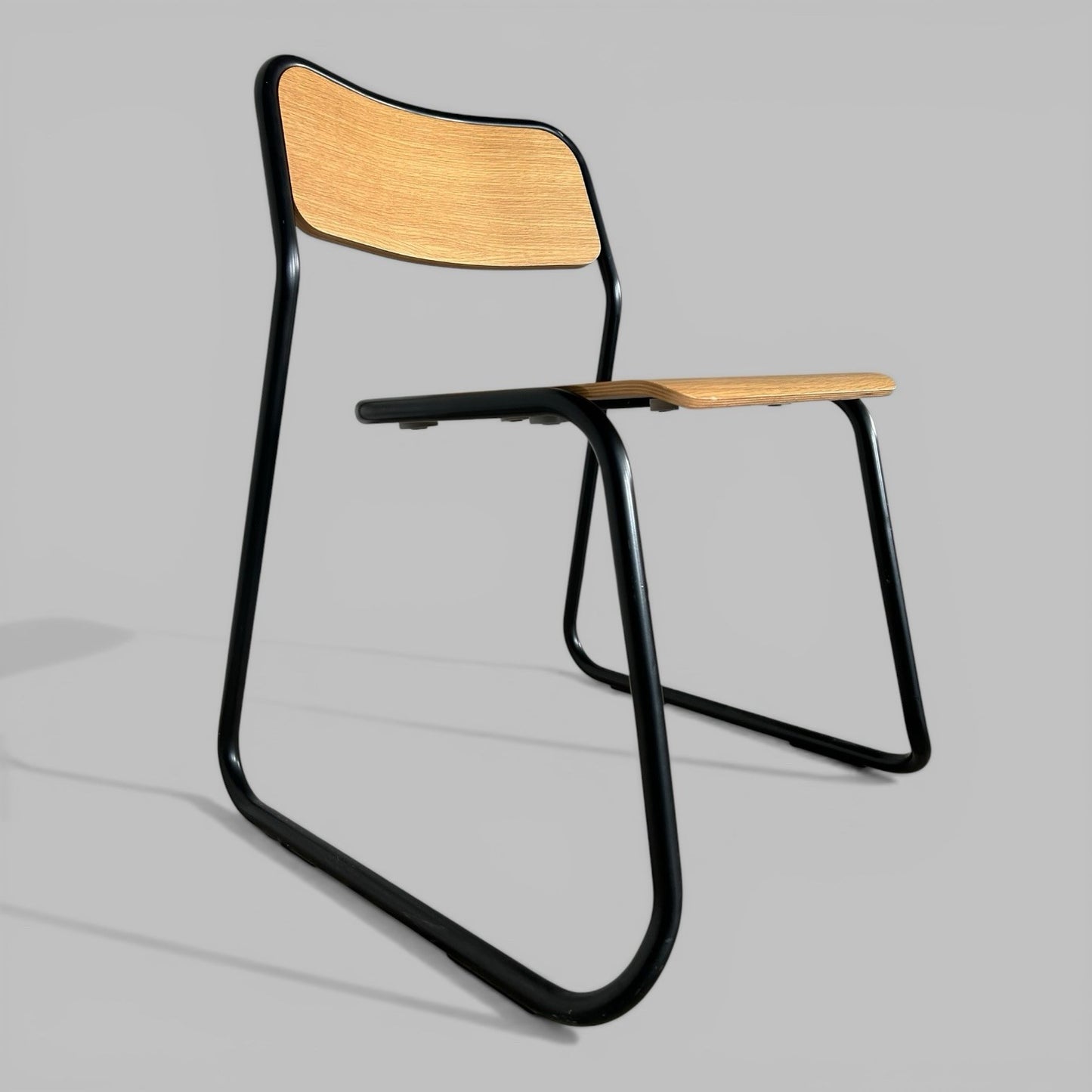 NaughtOne Bounce cantilever chair, oak and black steel dining chair
