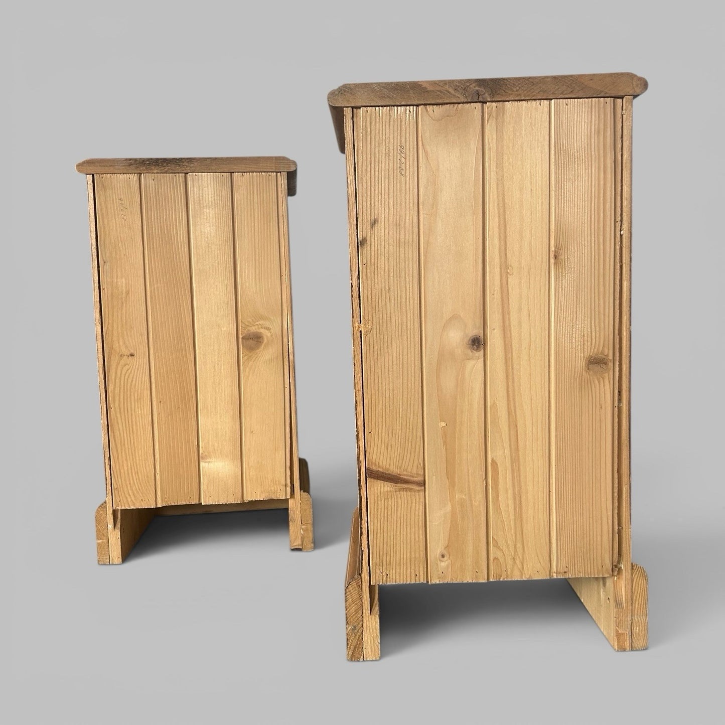 Vintage Pair of Pine Bedside Cabinets – Two Drawers & Open Shelf
