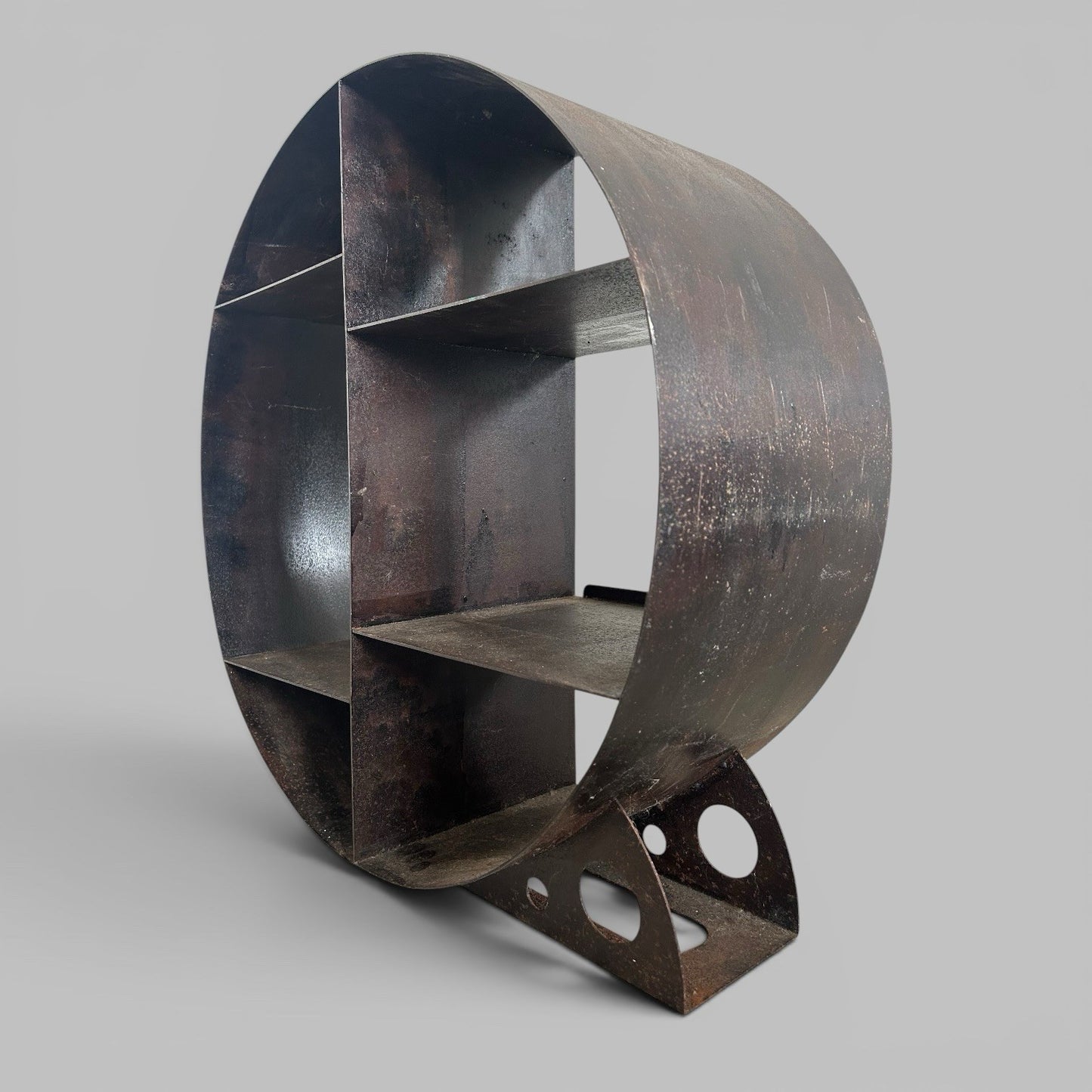 Industrial Circular Metal Display Shelf / Bookcase