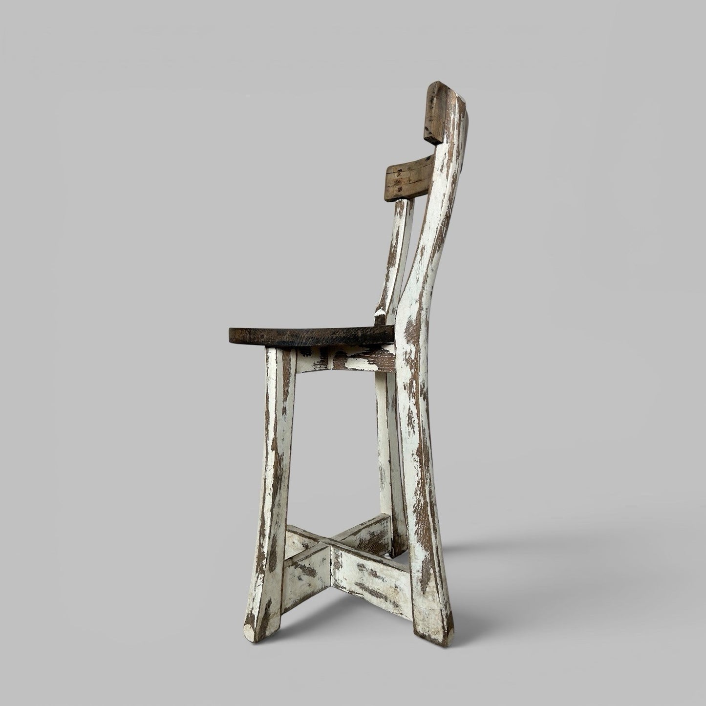 Rustic Distressed Wooden Side Chair