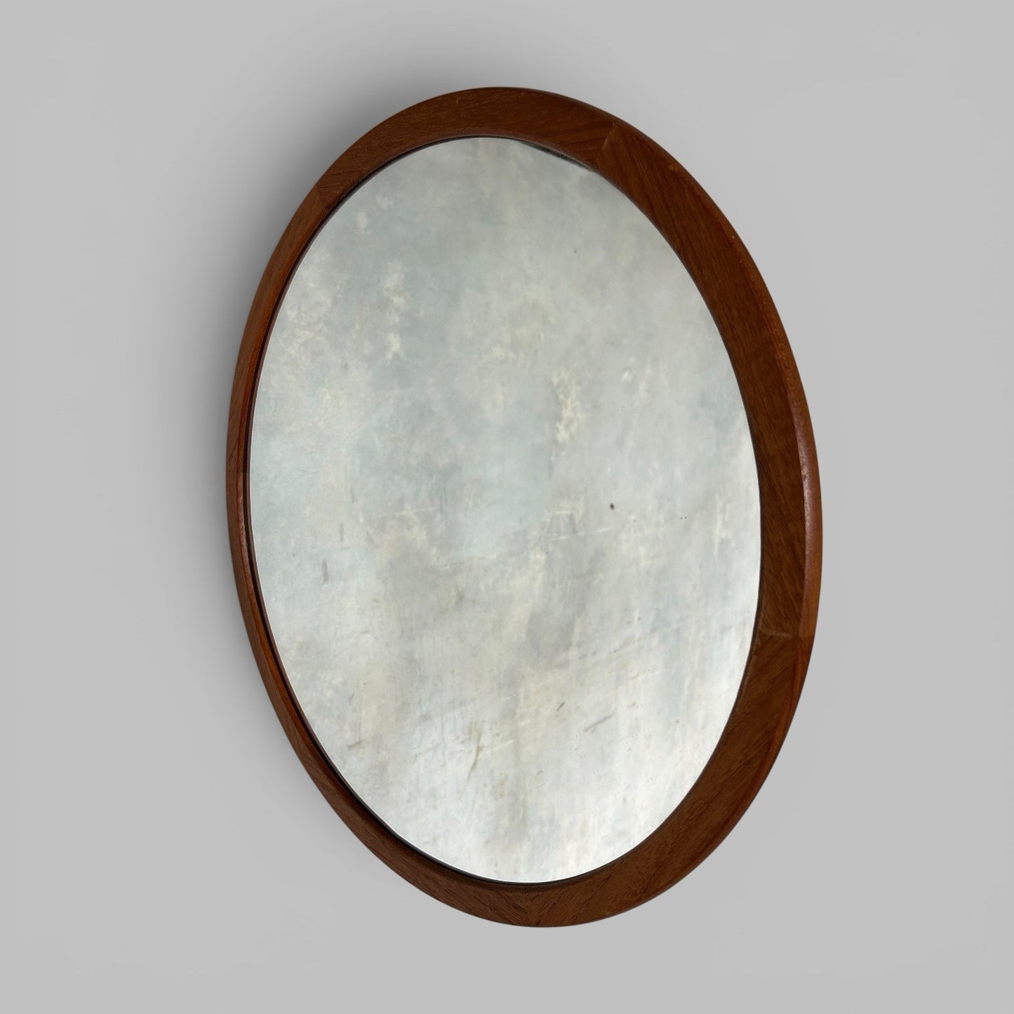 Mid Century Teak Round Wall Mirror