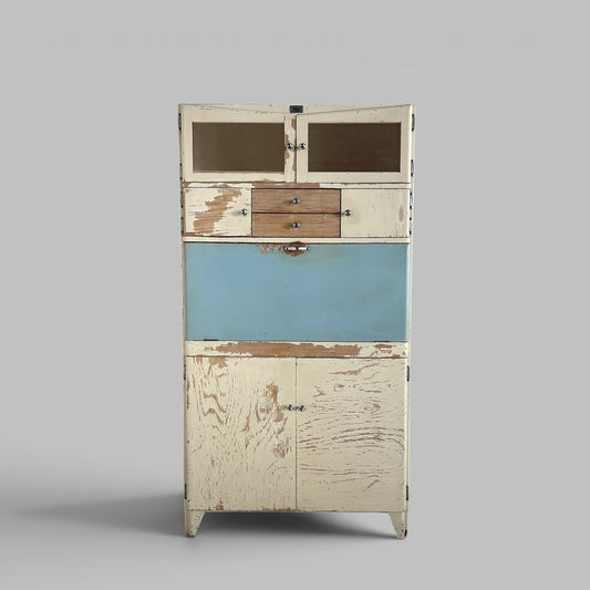 1950s Painted Kitchen Larder Cabinet with Cool Boxes