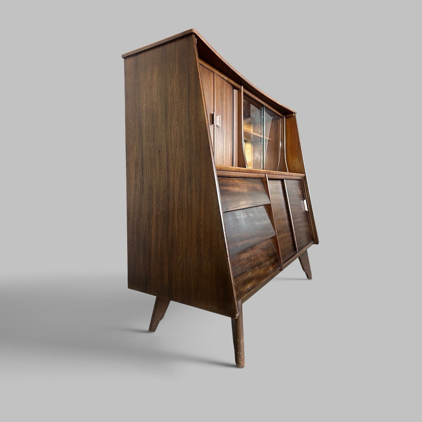Mid Century Walnut Highboard Drinks Cabinet by F.D. Welters