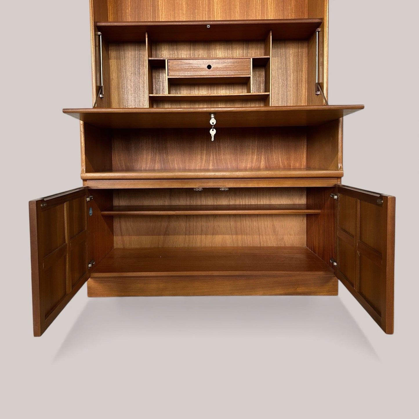 Nathan Teak Wall Unit with Bureau & Cupboards