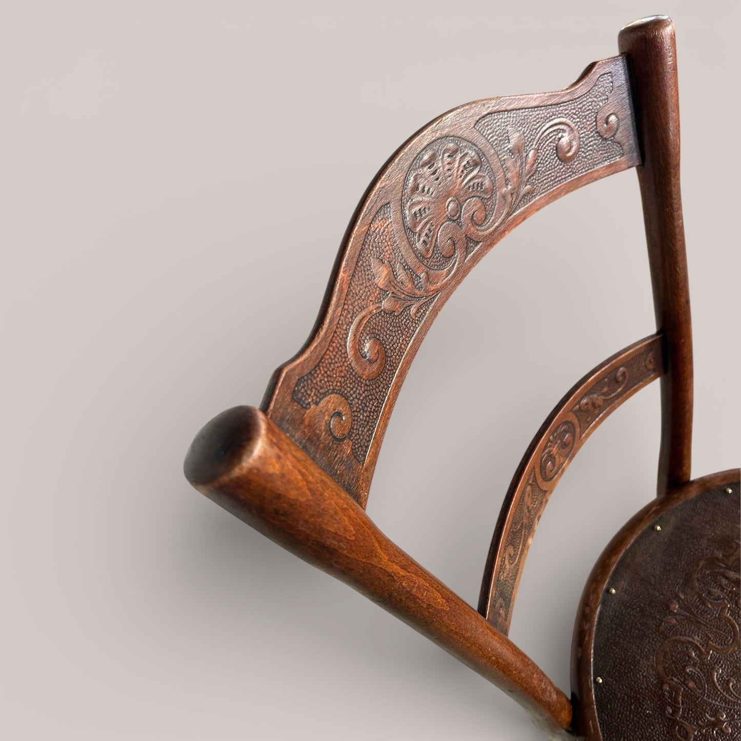 Antique Thonet Bentwood Dining Chair with Embossed Seat