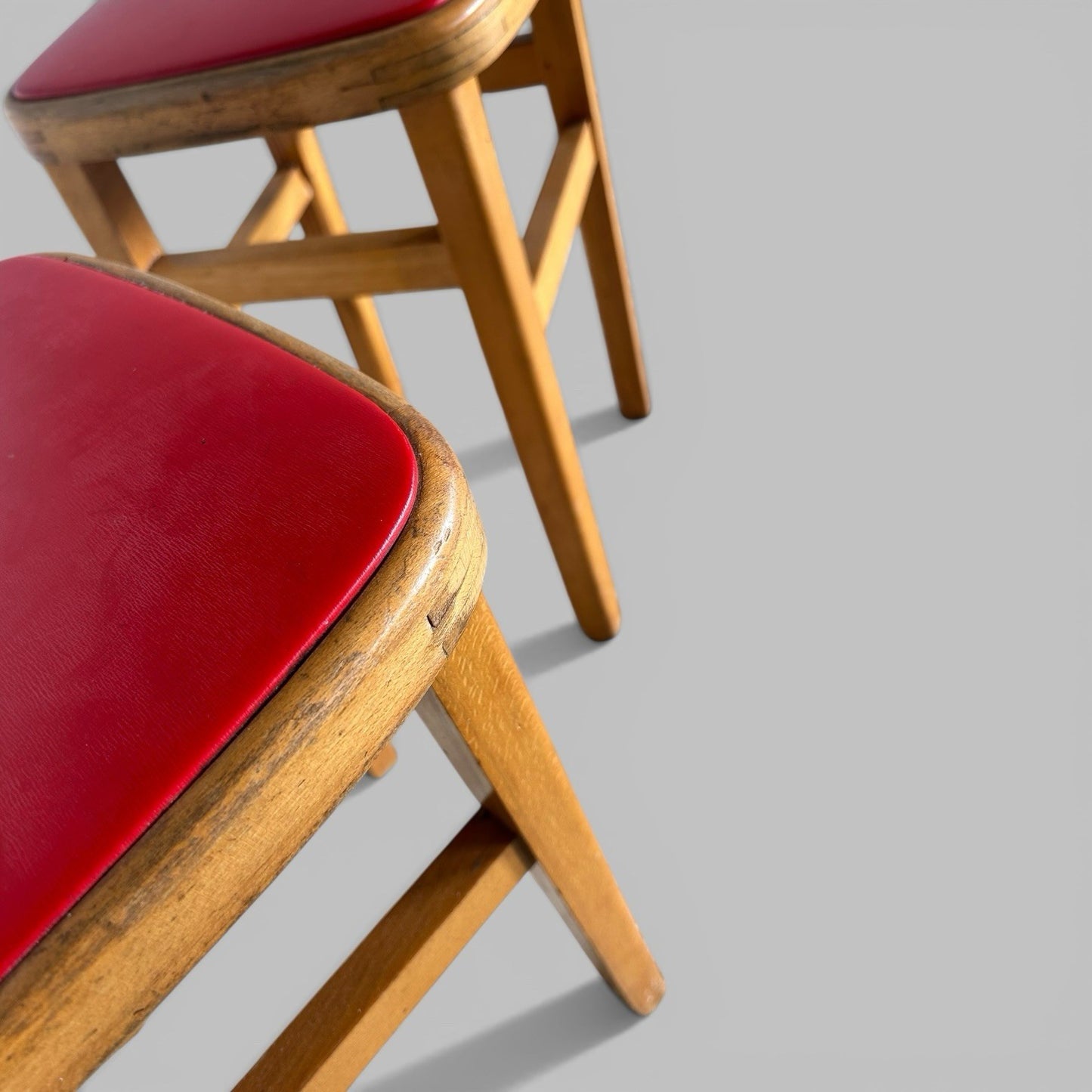 Pair of 1960s Wooden Kitchen Stools – Vintage Utility Seating