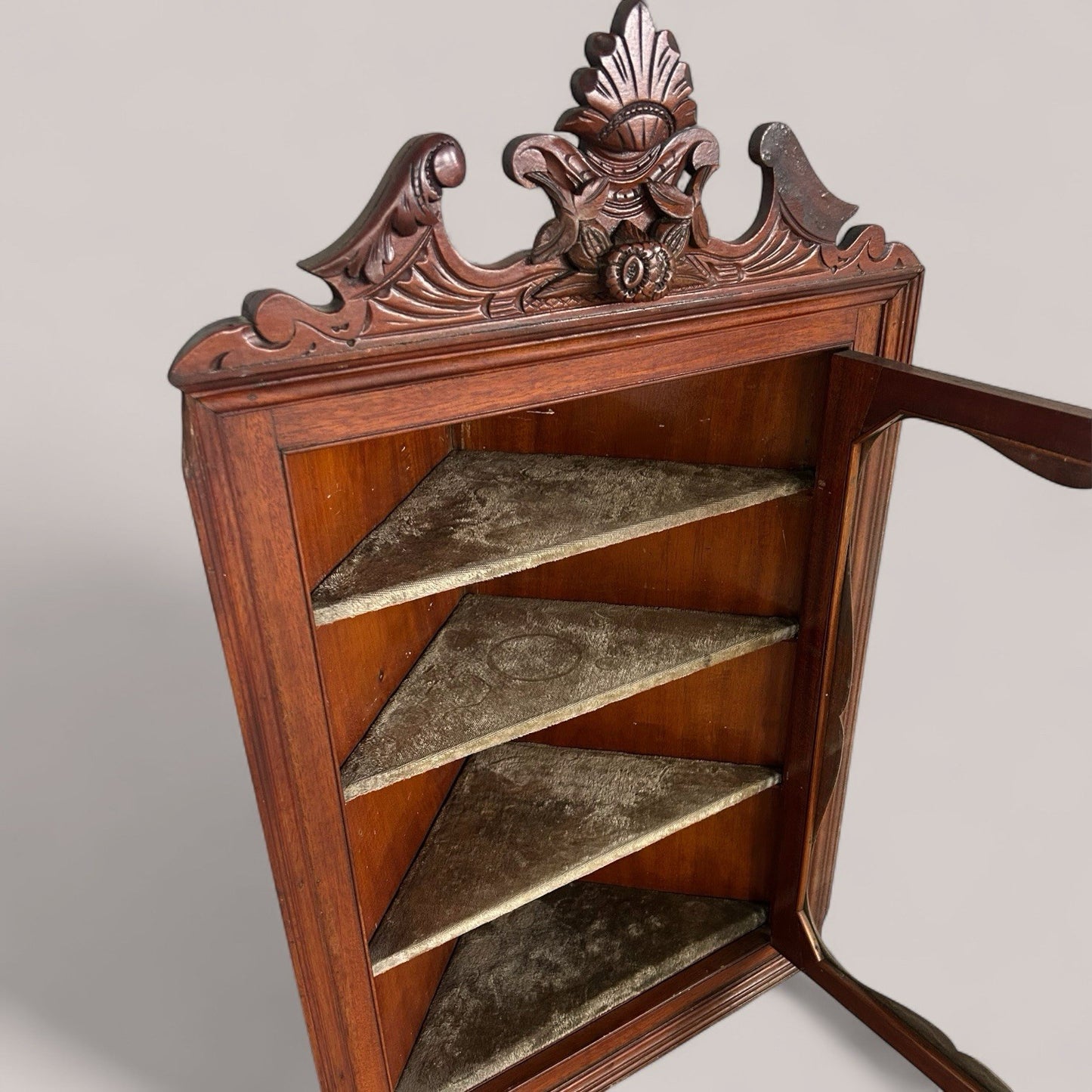 Edwardian Wall-Mounted Corner Cupboard / Display Case