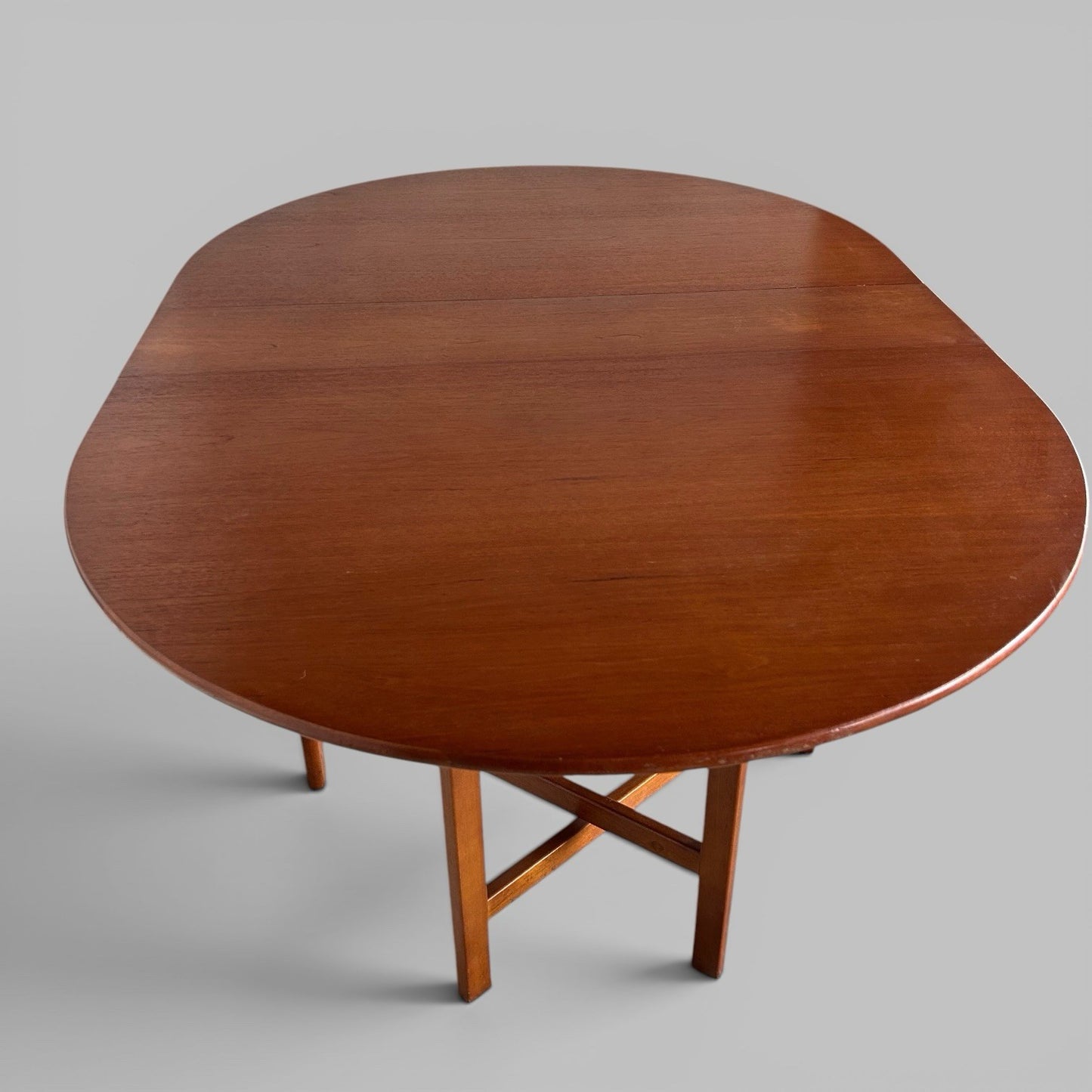 Mid Century Teak Oval Drop Leaf Dining Table by A.H. McIntosh