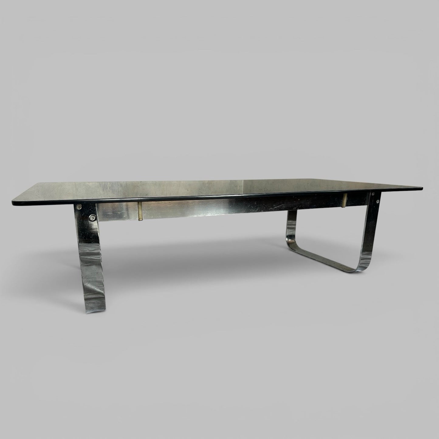 1970s Coffee Table – Smoked Glass and Chrome Frame