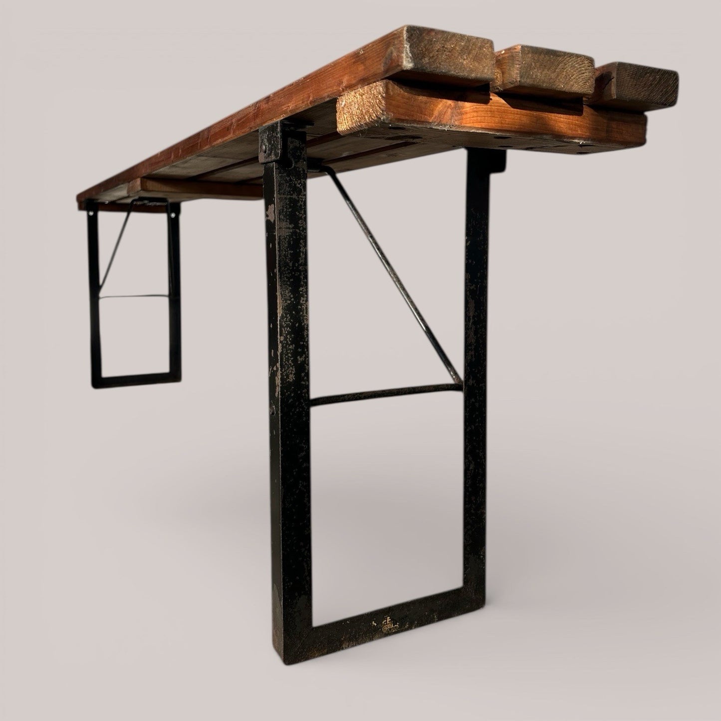 Vintage Military Folding Bench – MOD Ex Forces Industrial Seat
