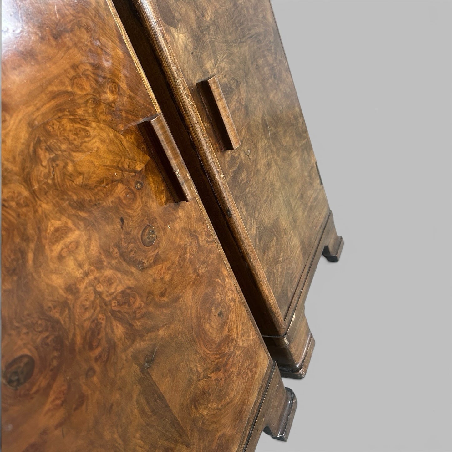 Pair of 1930s Burr Walnut Bedside Cabinets